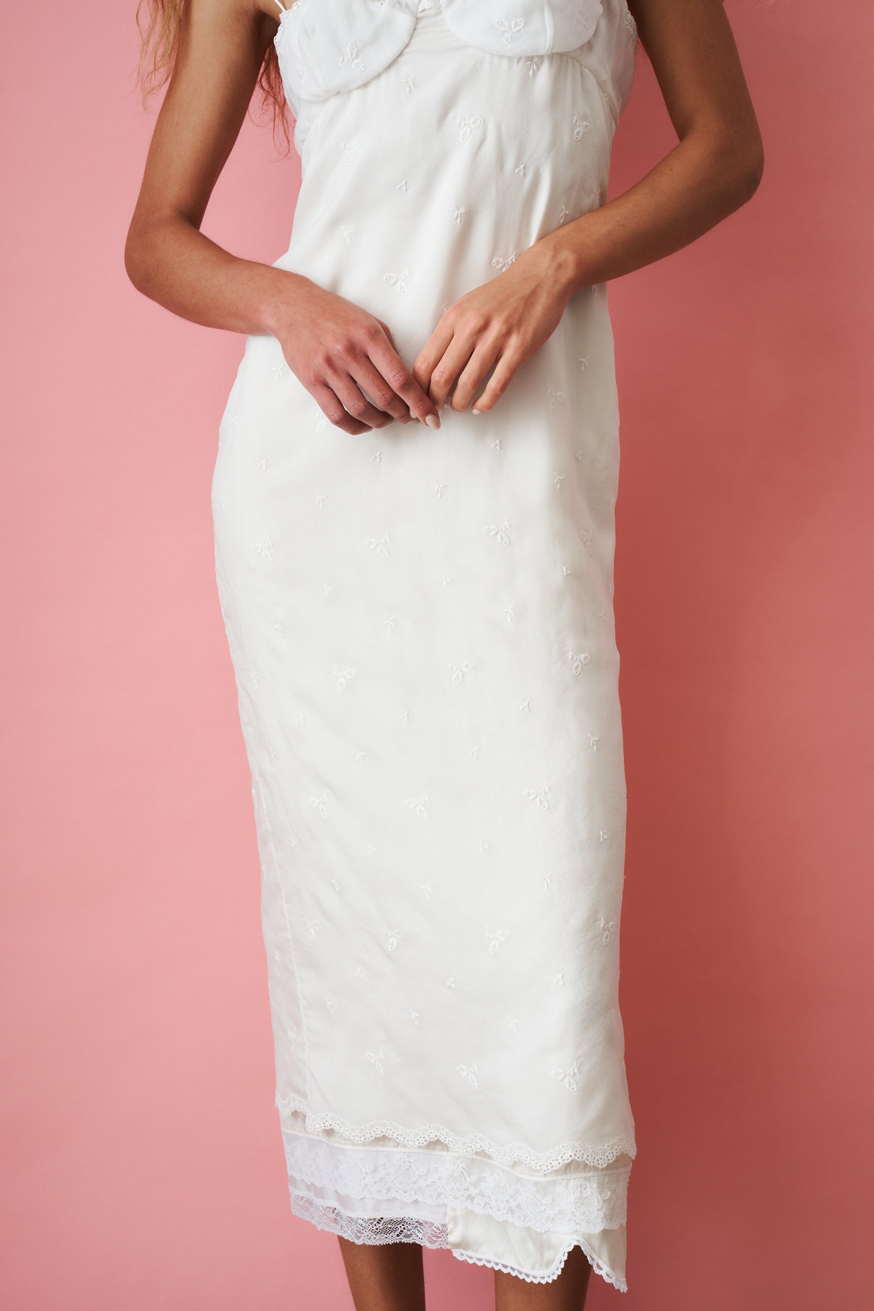 Jacquard Silk Blend Midi Dress Cream - DÉSORDRE