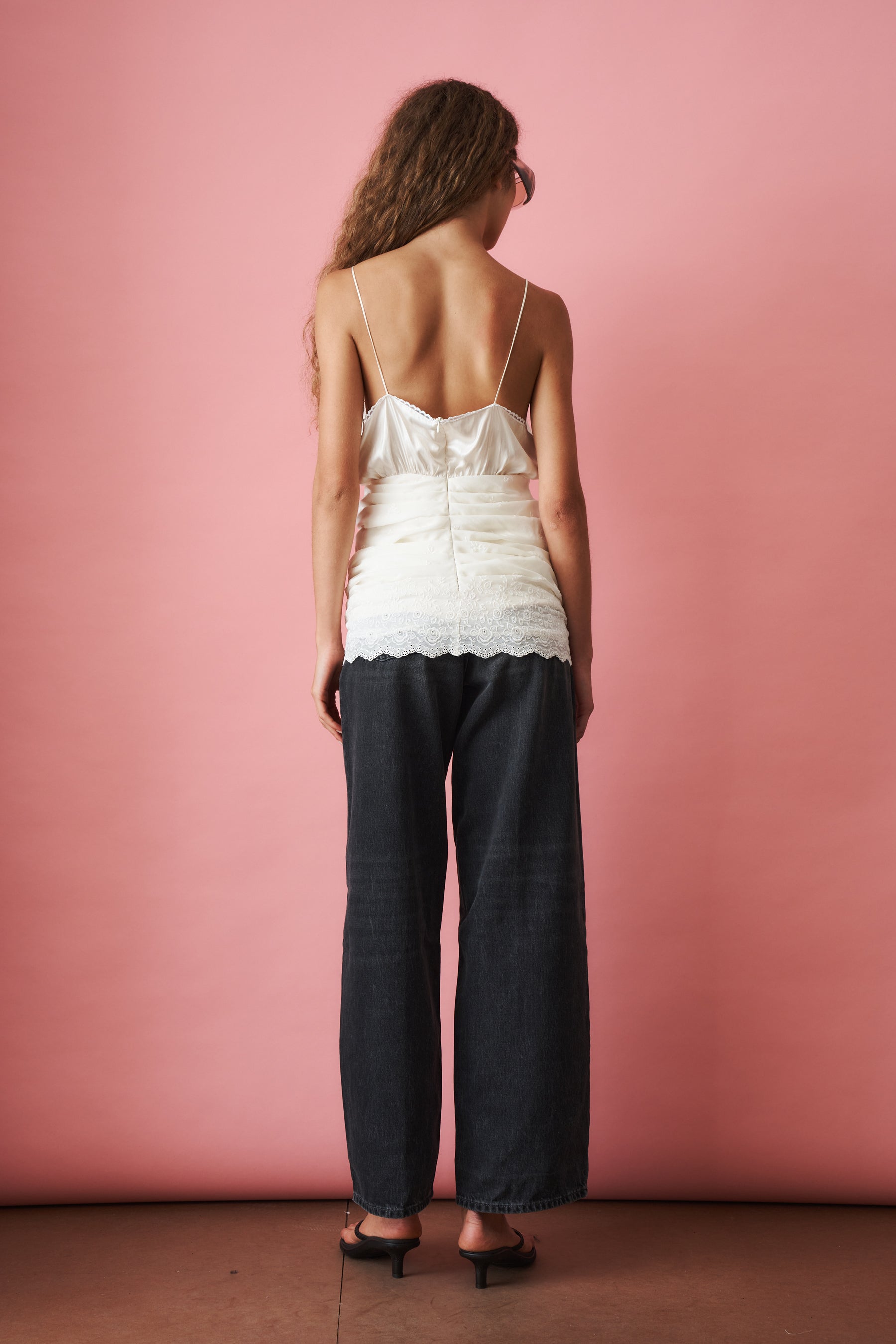 Lace V-Neck Top In Cream - DÉSORDRE