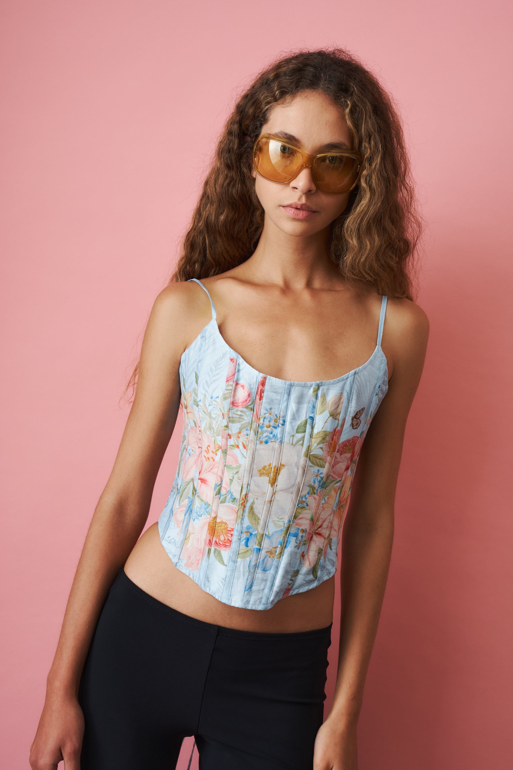 Moxie Bleu Fleur Tropicale Top - DÉSORDRE