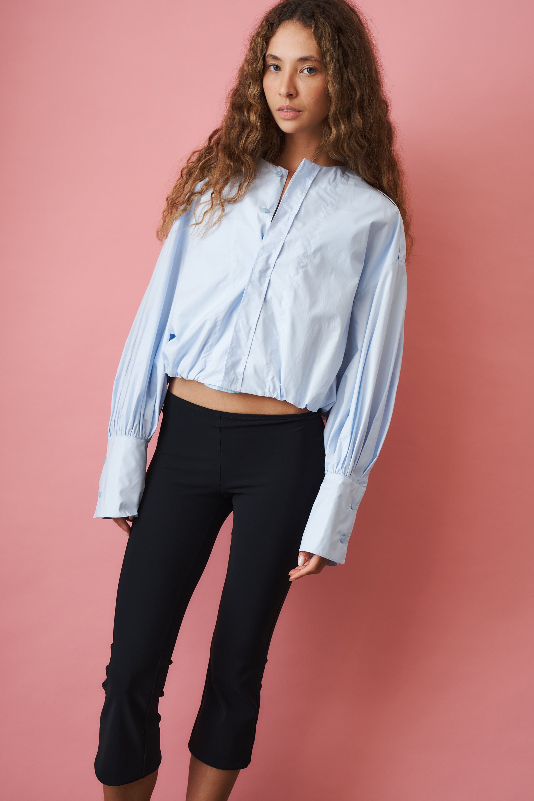 Diana Pleat Overshirt Light Blue - DÉSORDRE
