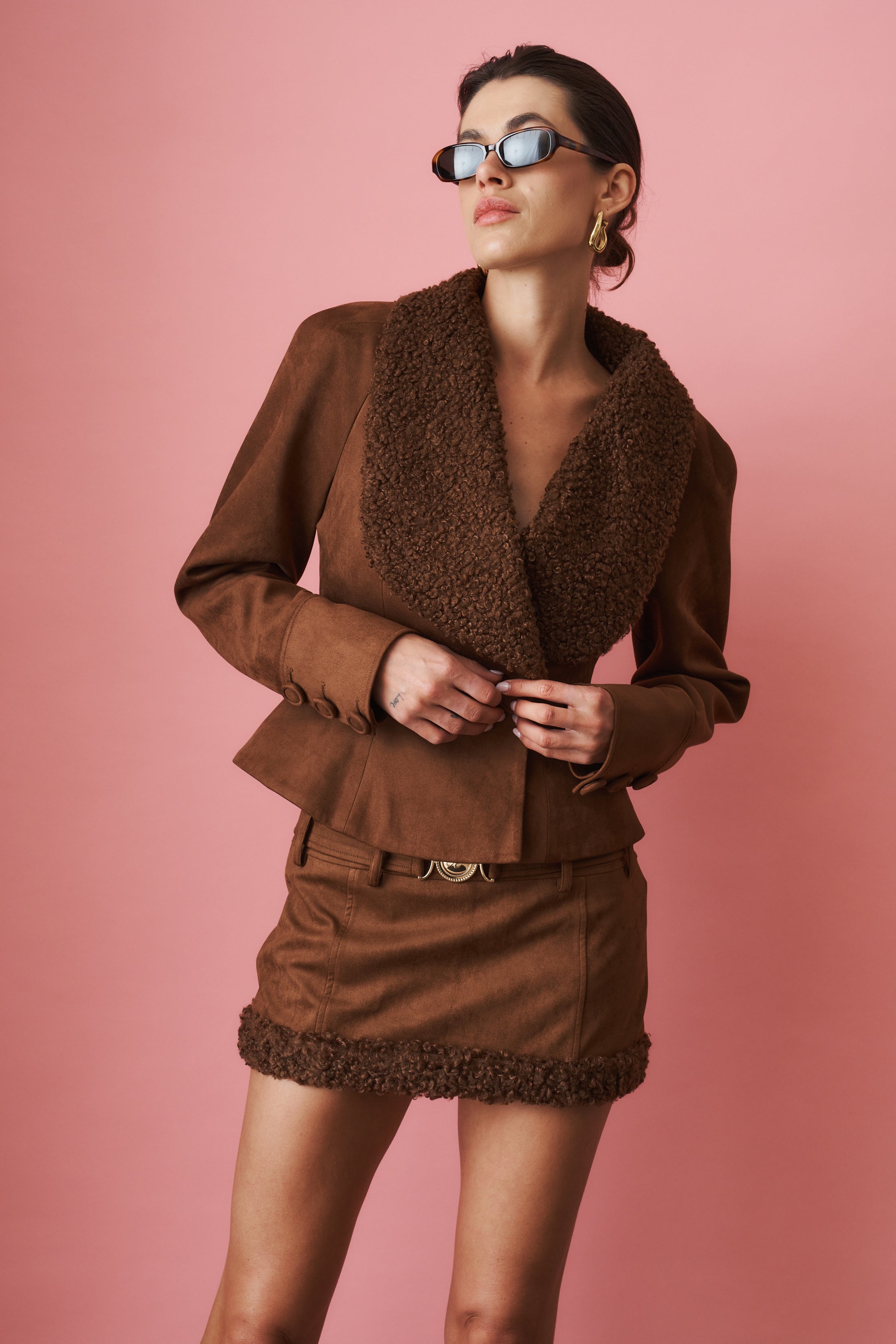 Celine Brown Eco Suede Coat - DÉSORDRE