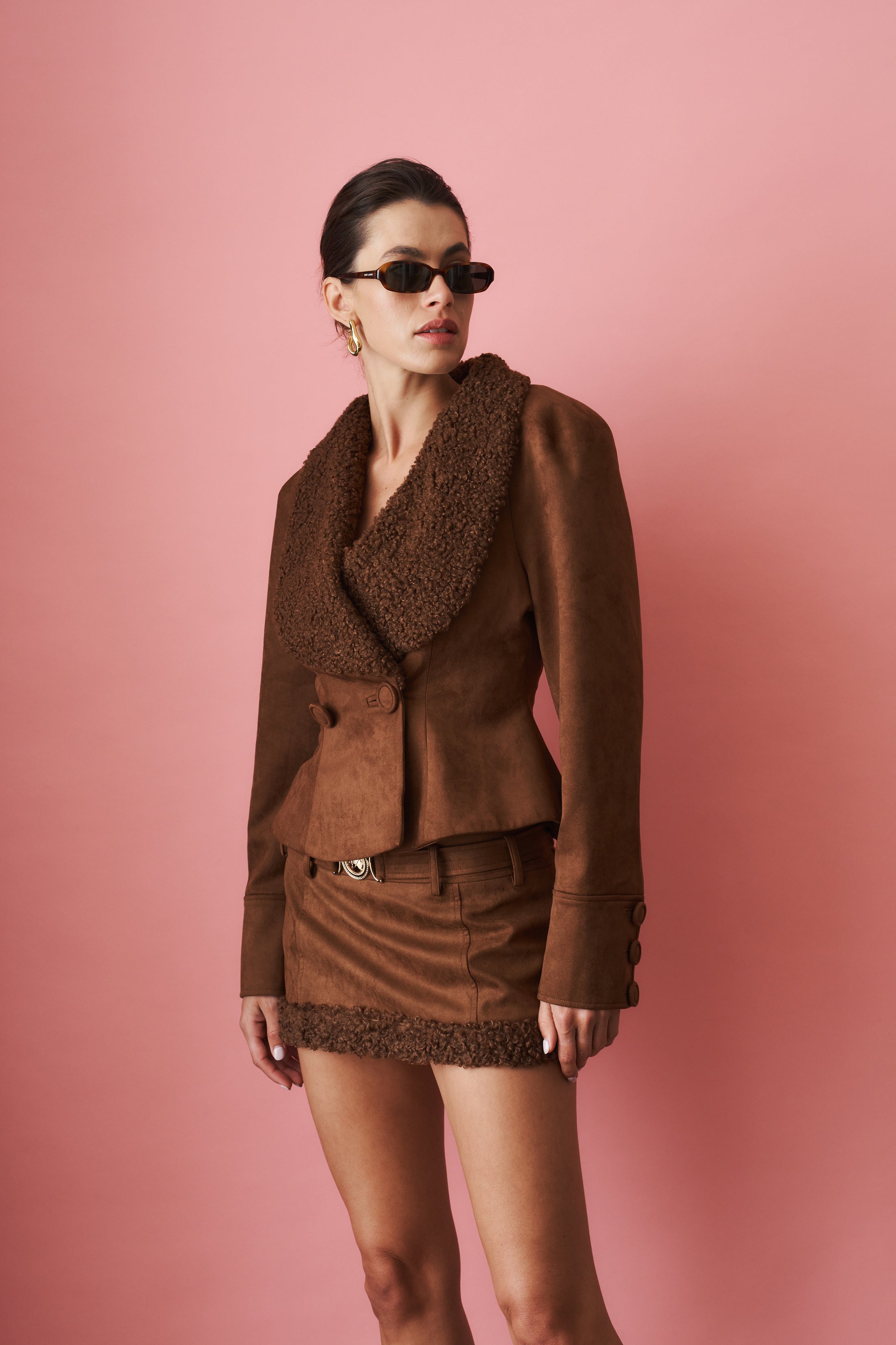Celine Brown Eco Suede Coat - DÉSORDRE