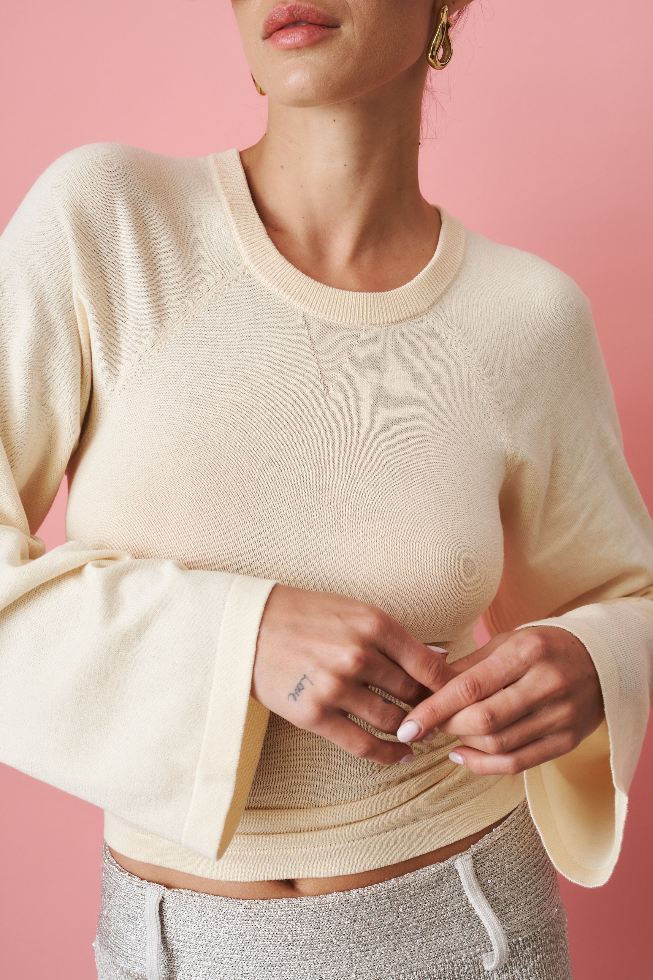 Off Season Knitted Raglan Shirt Antique Cream - DÉSORDRE