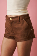 Sienna Brown Eco Suede Shorts - DÉSORDRE
