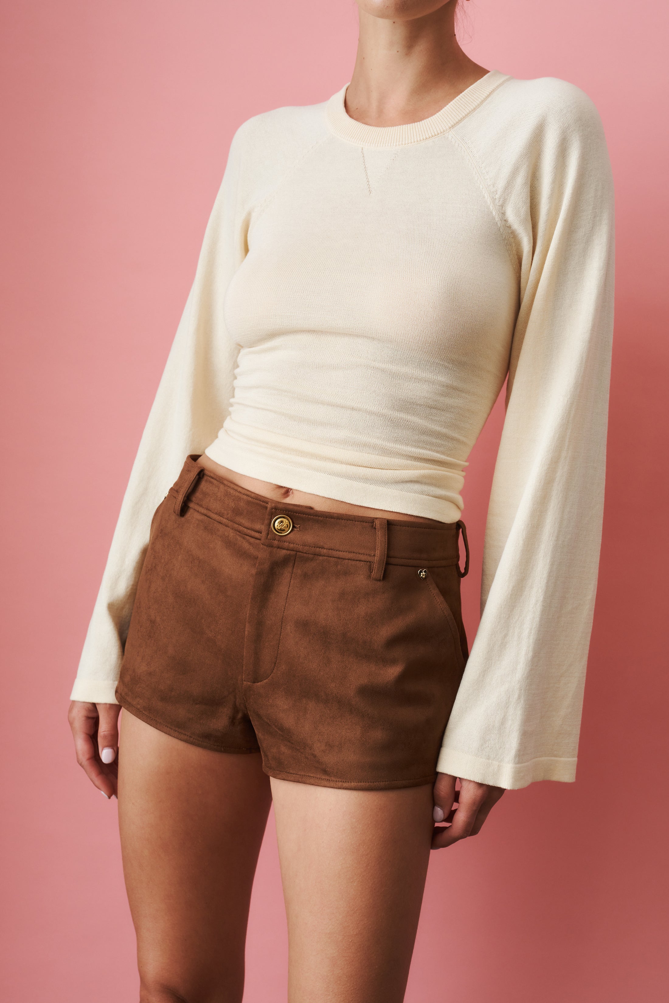 Sienna Brown Eco Suede Shorts - DÉSORDRE