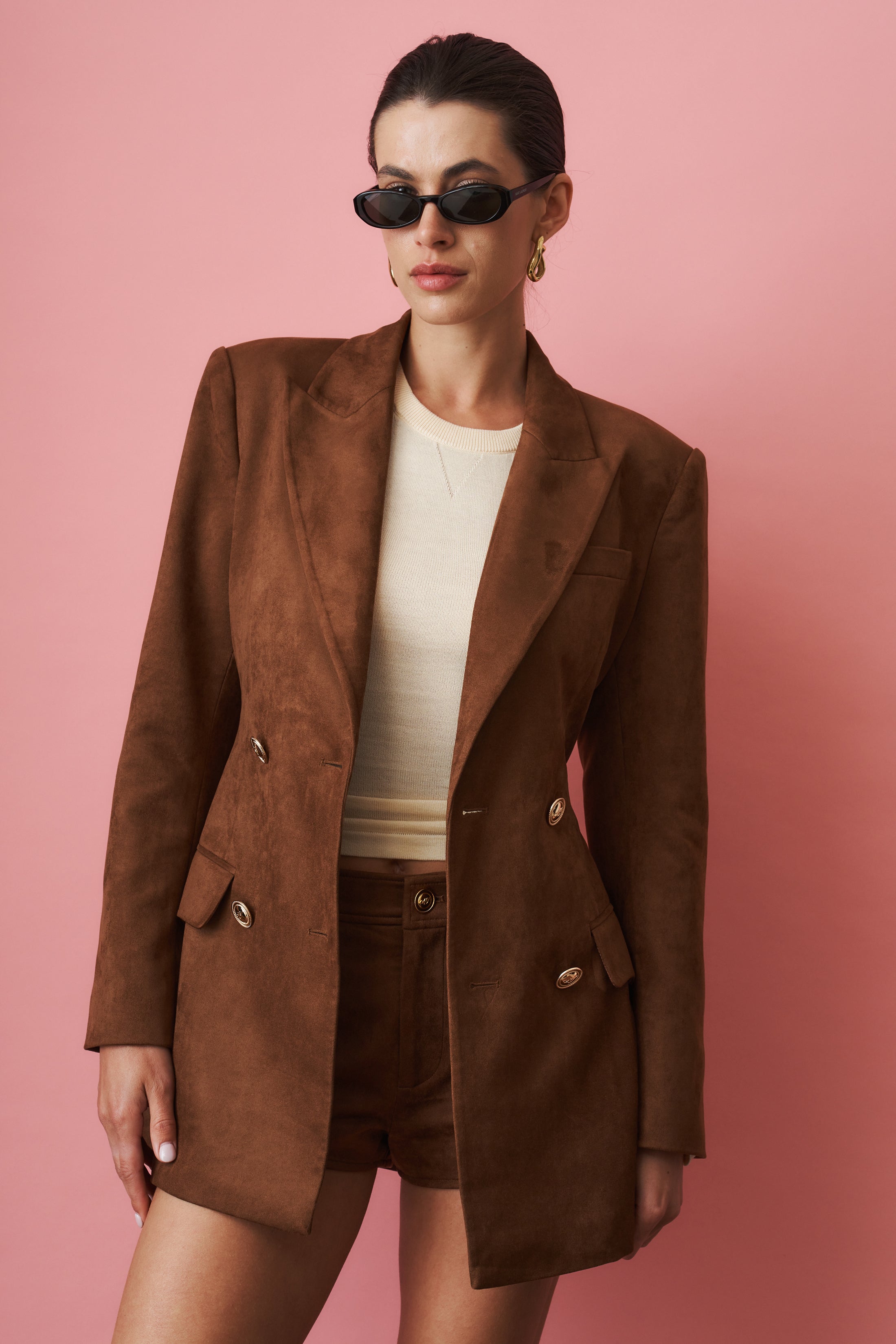 Sienne Brown Eco Suede Blazer - DÉSORDRE