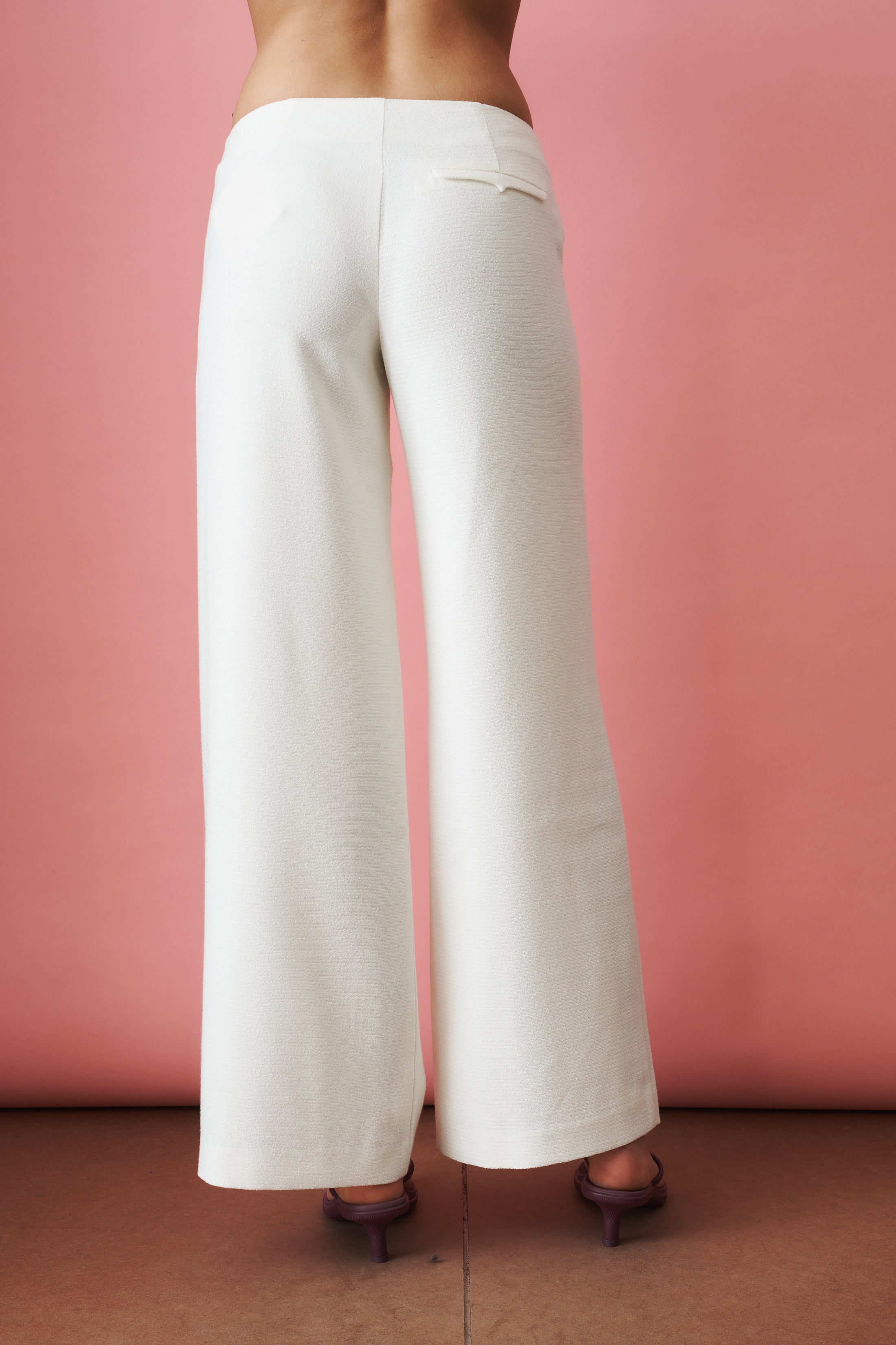 Juliette White Textured Wide Leg Tailored Pants - DÉSORDRE