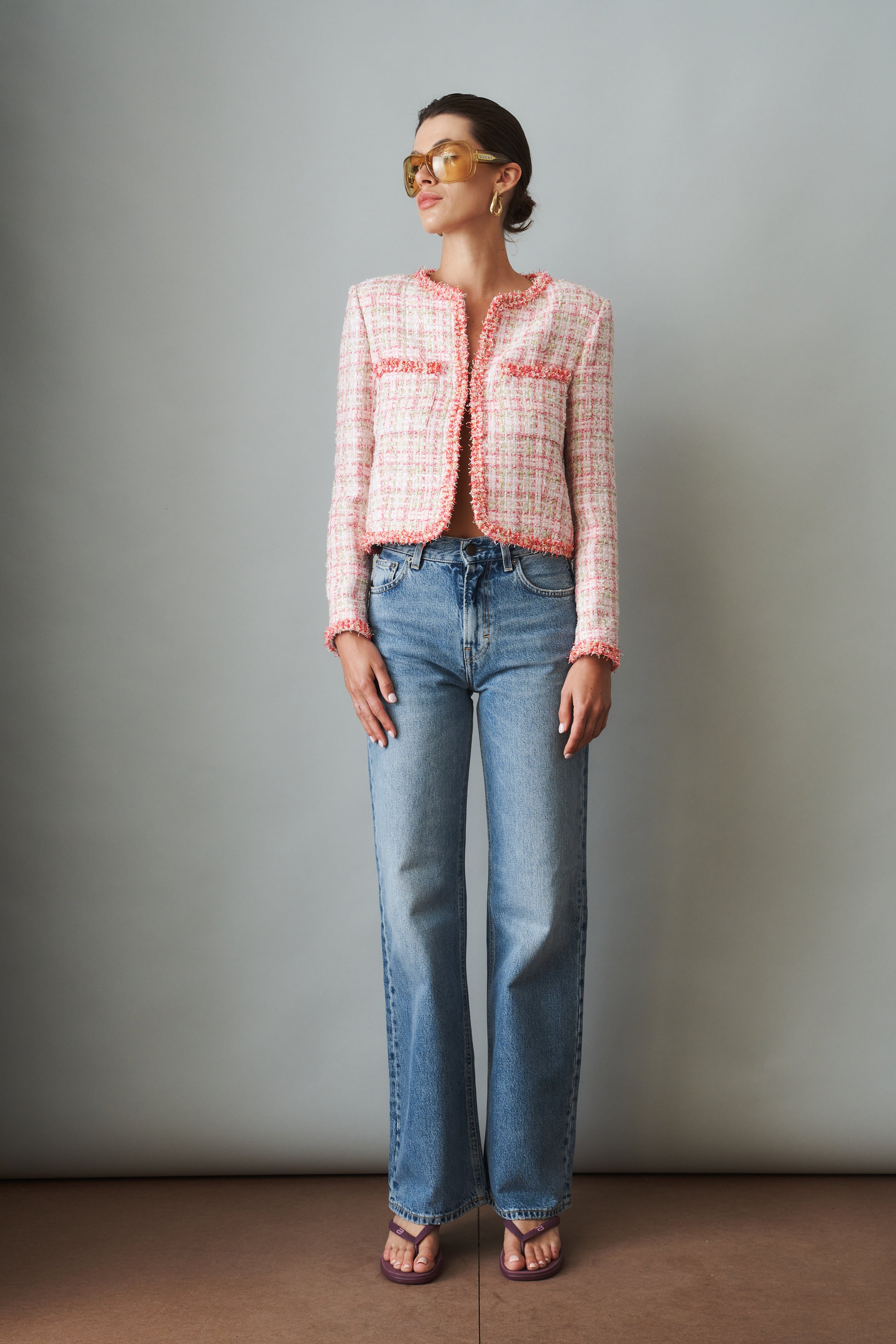 Bianca Metallic-Woven Fringe Pink Jacket - DÉSORDRE