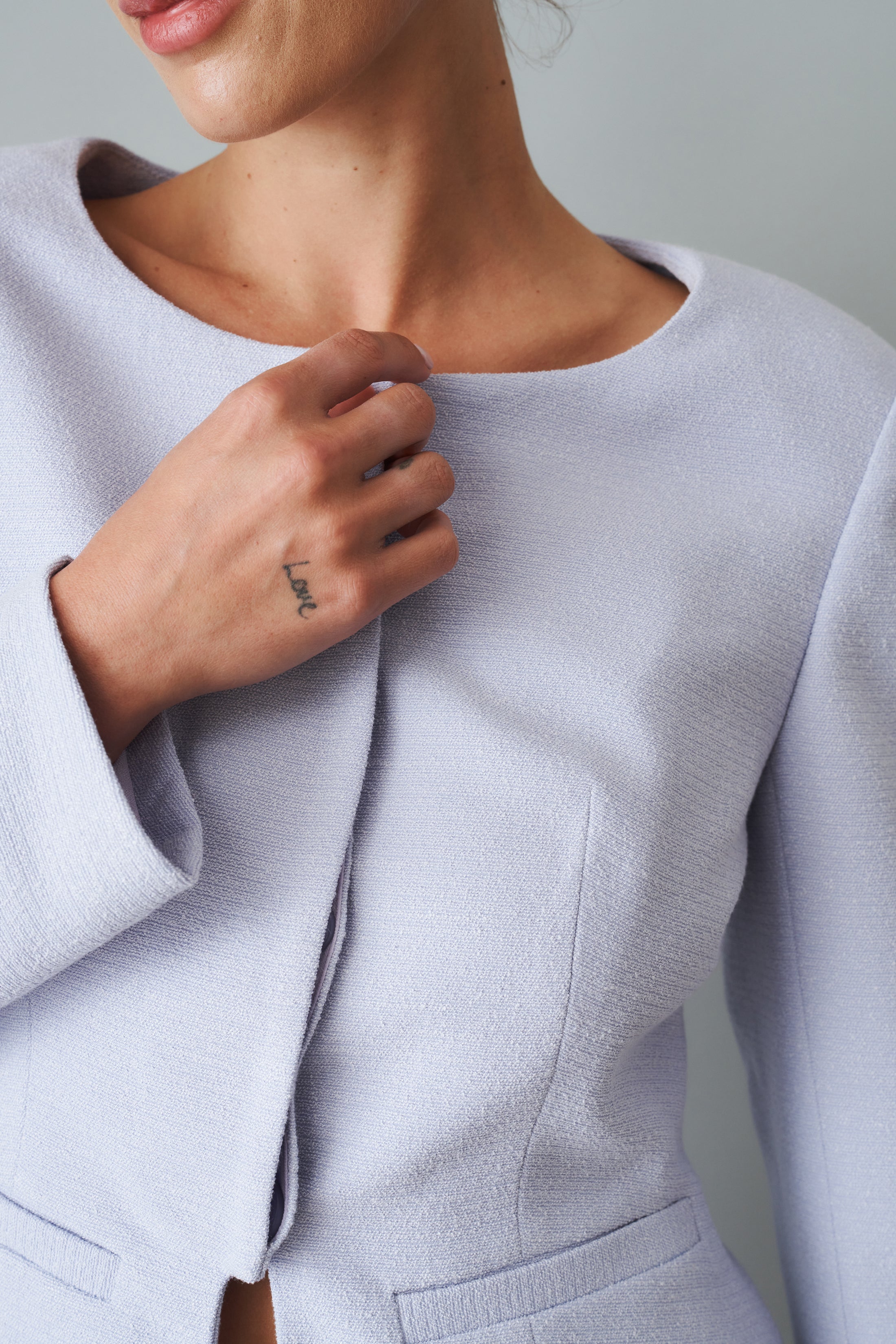 Natalia Tailored Hidden Placket Purple Blazer - DÉSORDRE