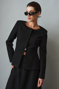 Natalia Tailored Hidden Placket Black Blazer - DÉSORDRE
