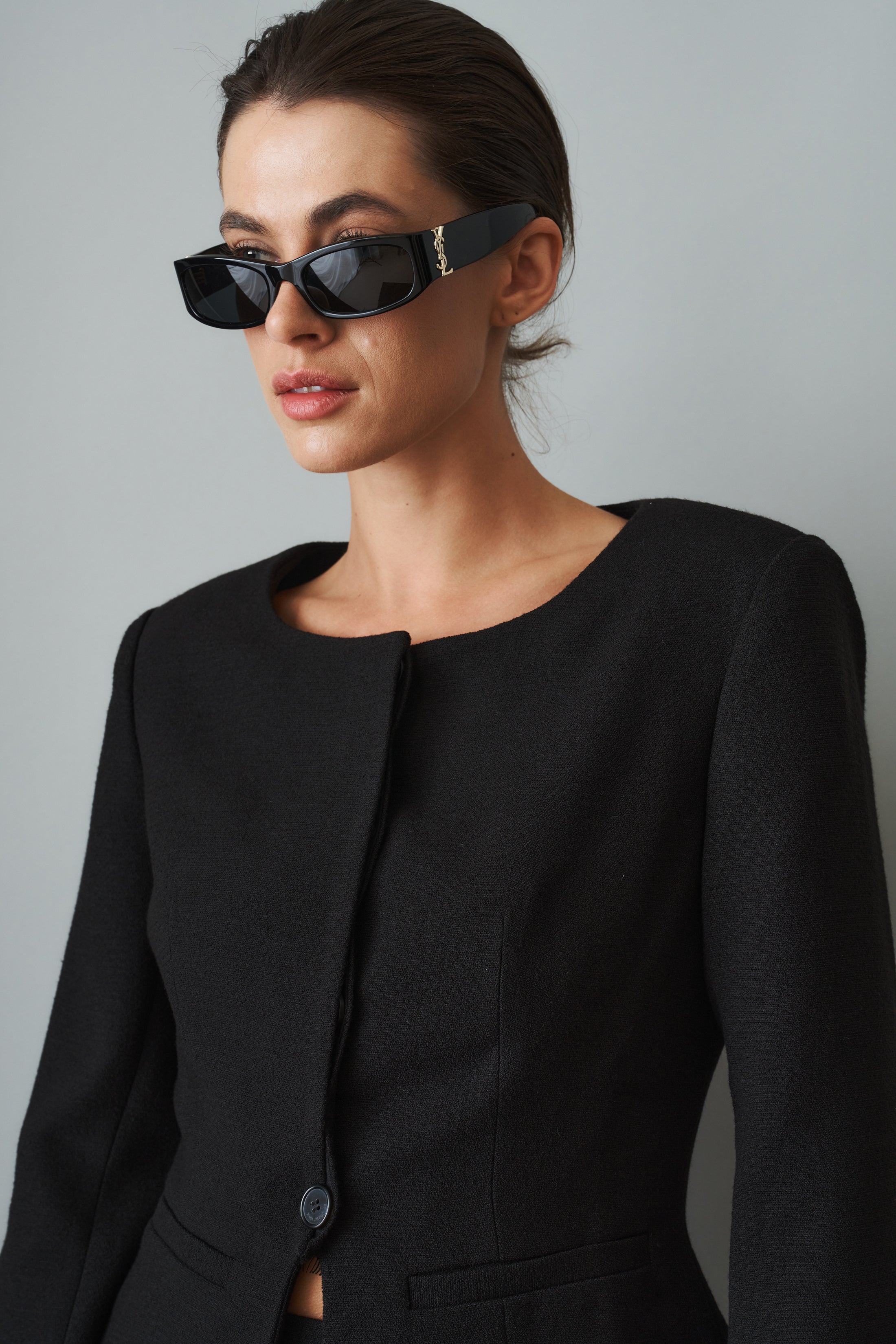 Natalia Tailored Hidden Placket Black Blazer - DÉSORDRE