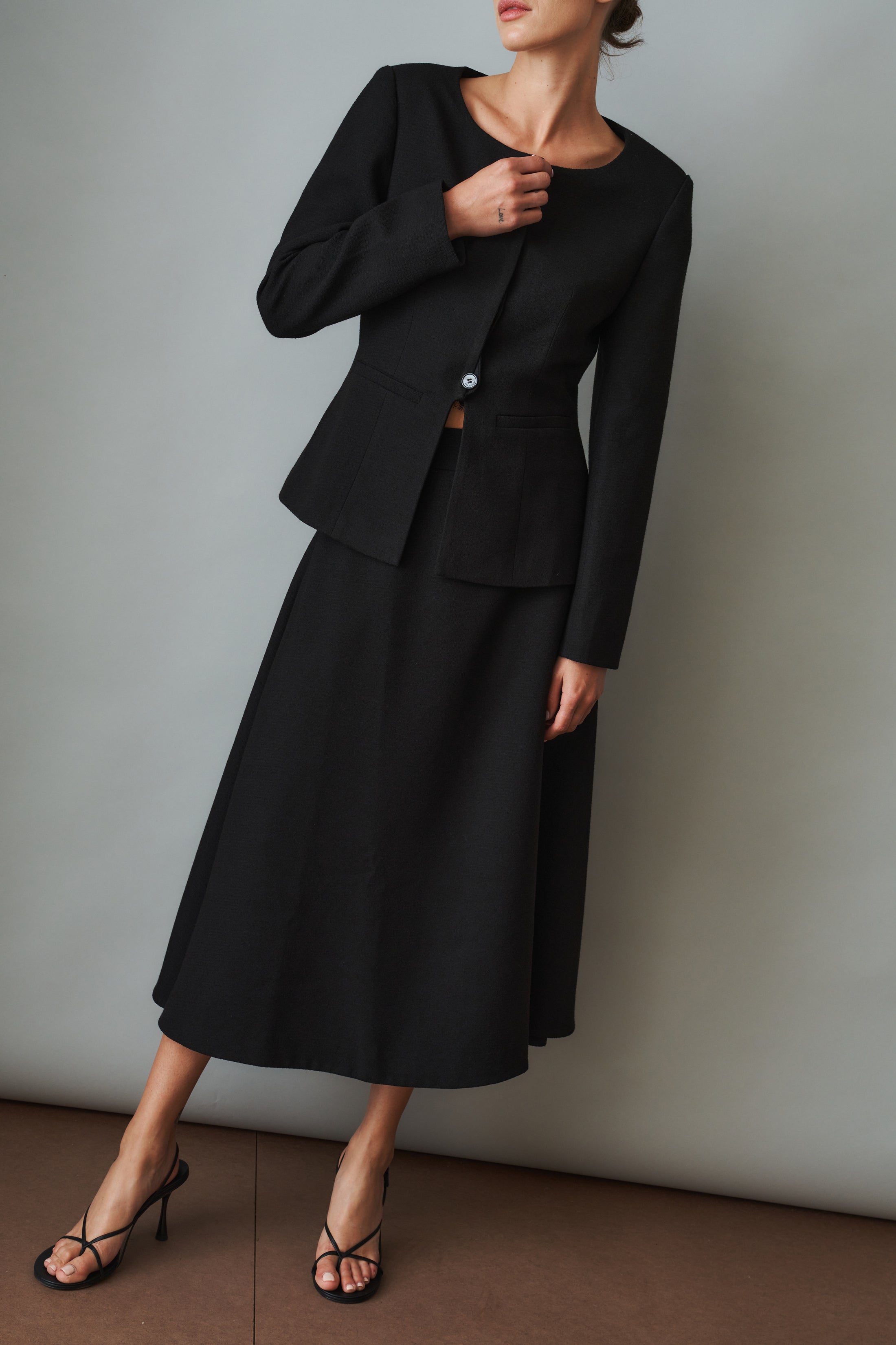 Natalia Tailored Hidden Placket Black Blazer - DÉSORDRE