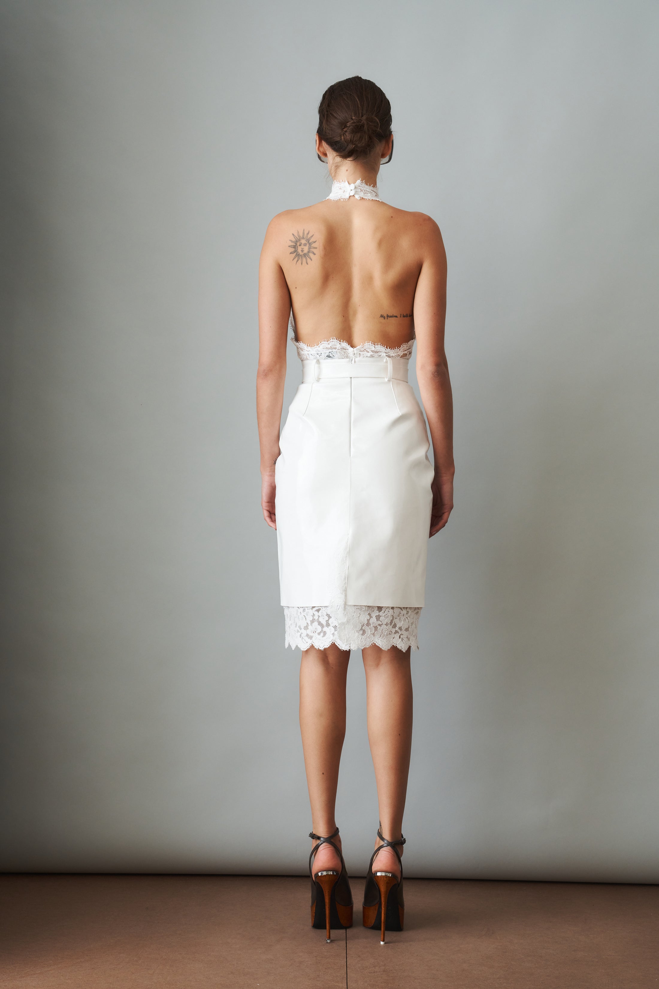 Midi Skirt With Lace Contrasts White - DÉSORDRE