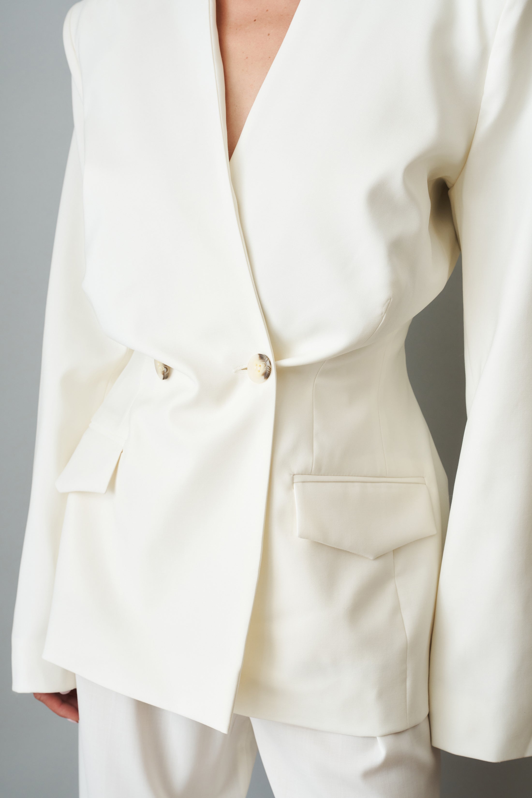 Structured Eggshell Wool Jacket - DÉSORDRE