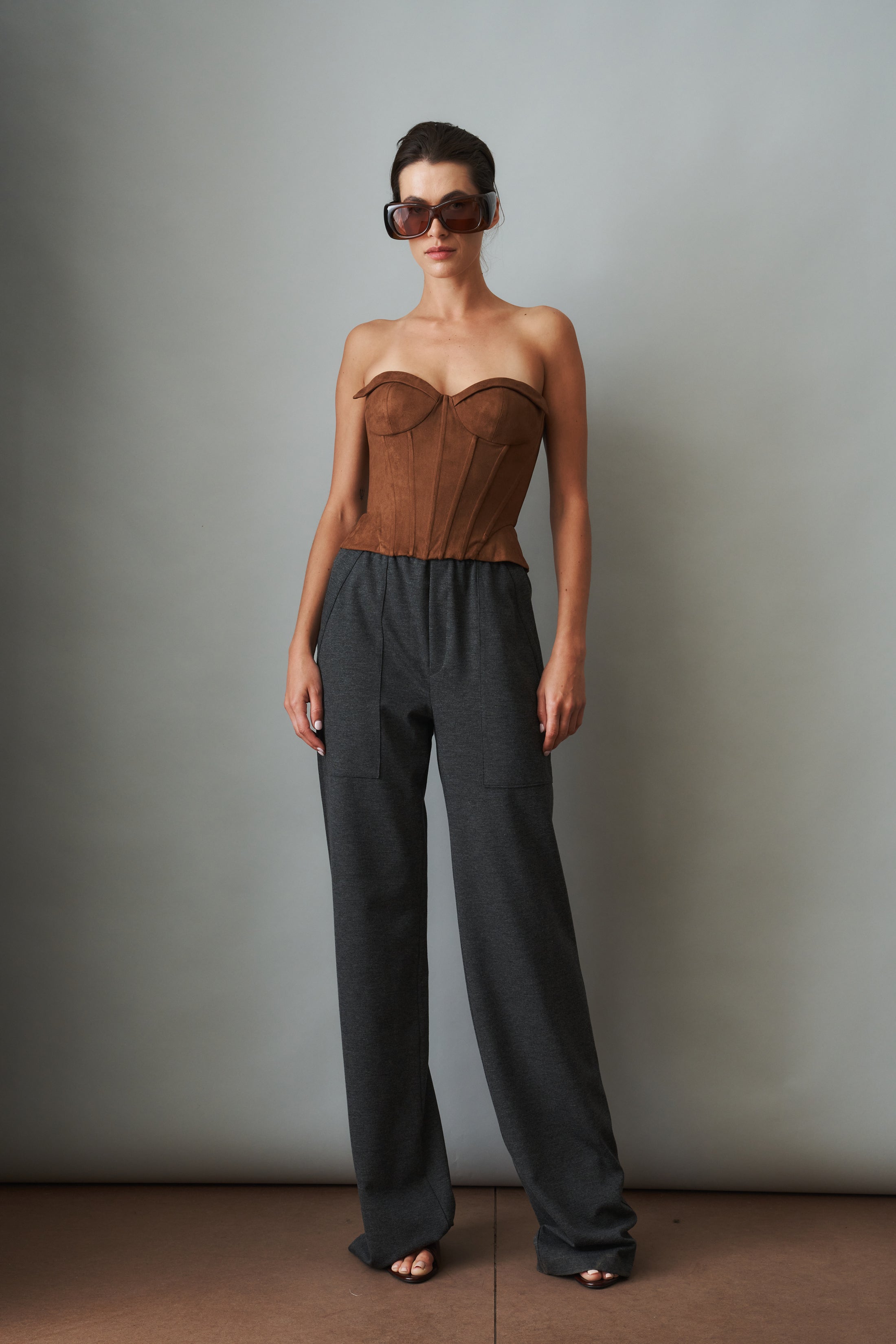 Sienna Brown Eco Suede Top - DÉSORDRE