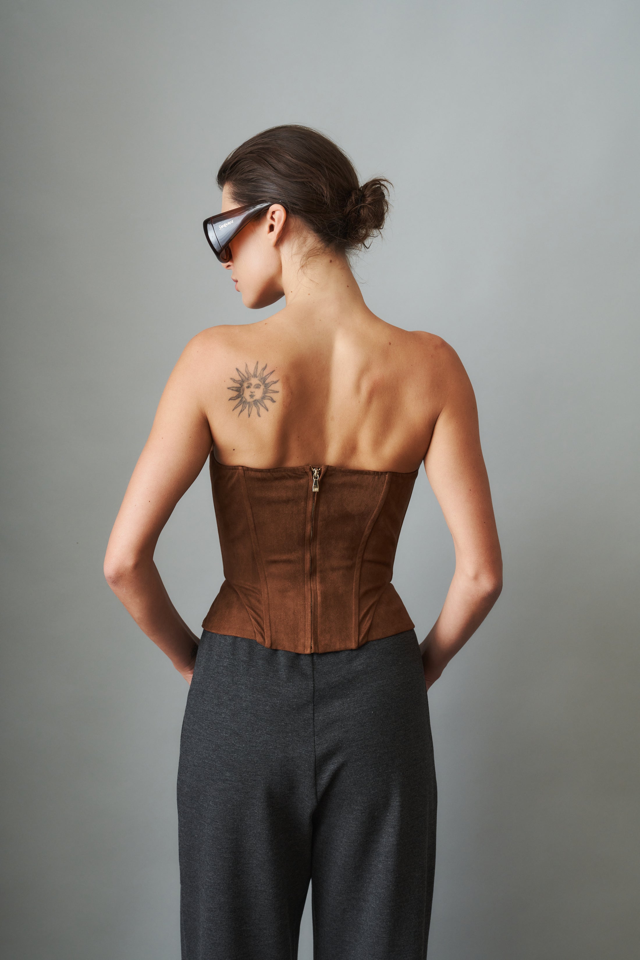 Sienna Brown Eco Suede Top - DÉSORDRE
