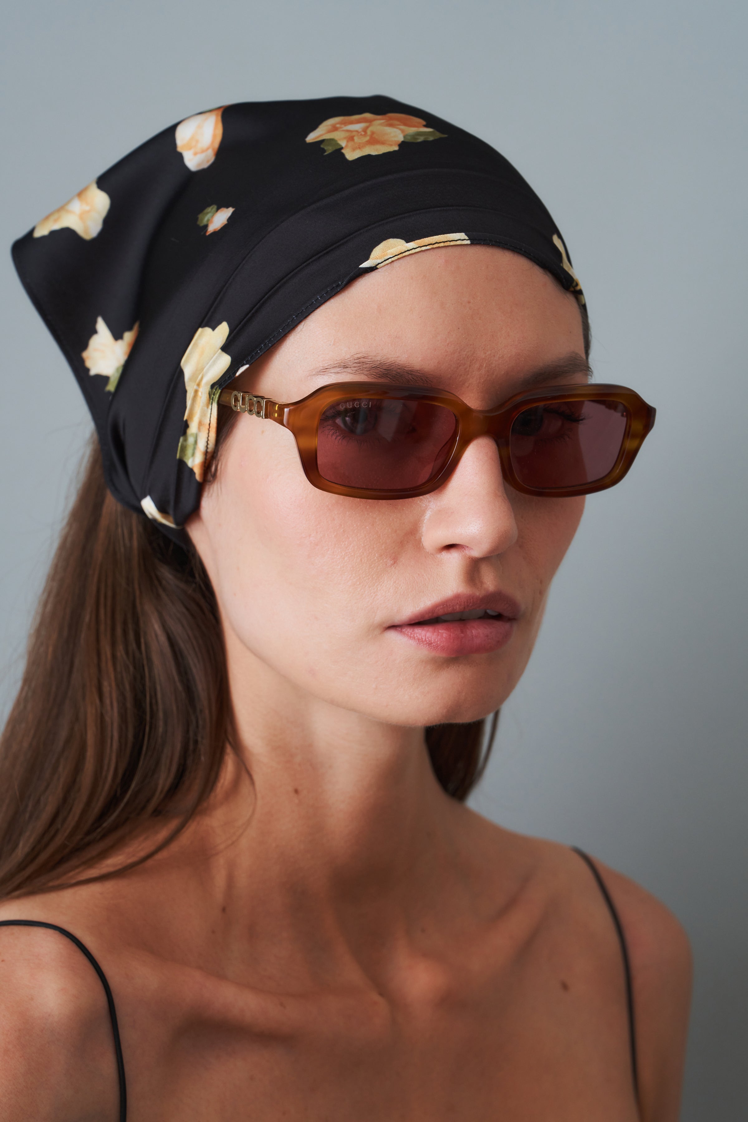Mara Yellow Floral Black Scarf - DÉSORDRE