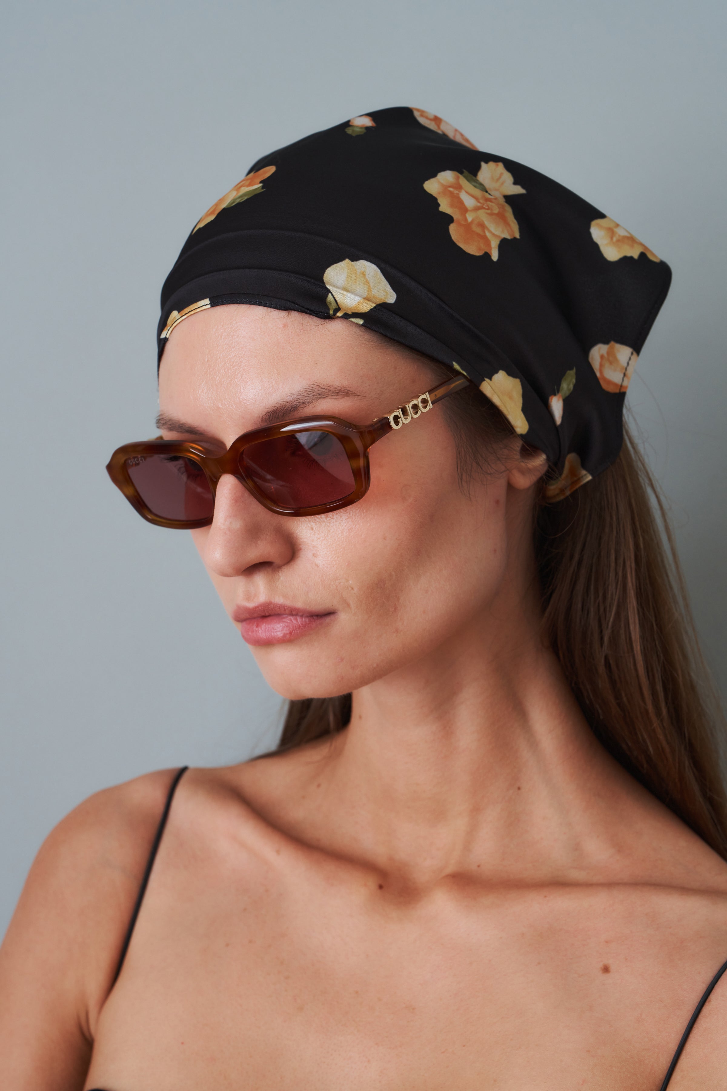 Mara Yellow Floral Black Scarf - DÉSORDRE