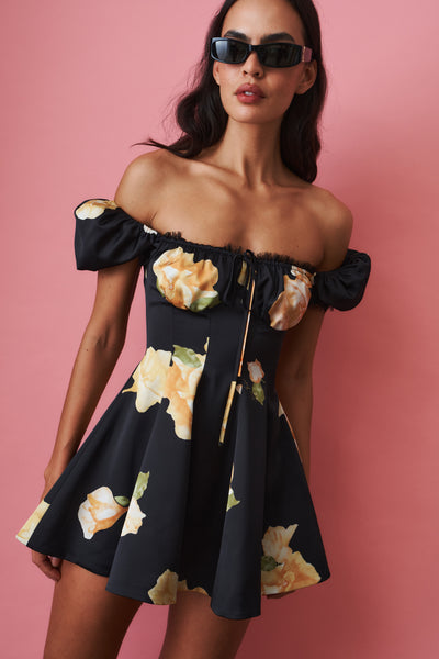 Alira Puff Sleeve Floral Dress - DÉSORDRE
