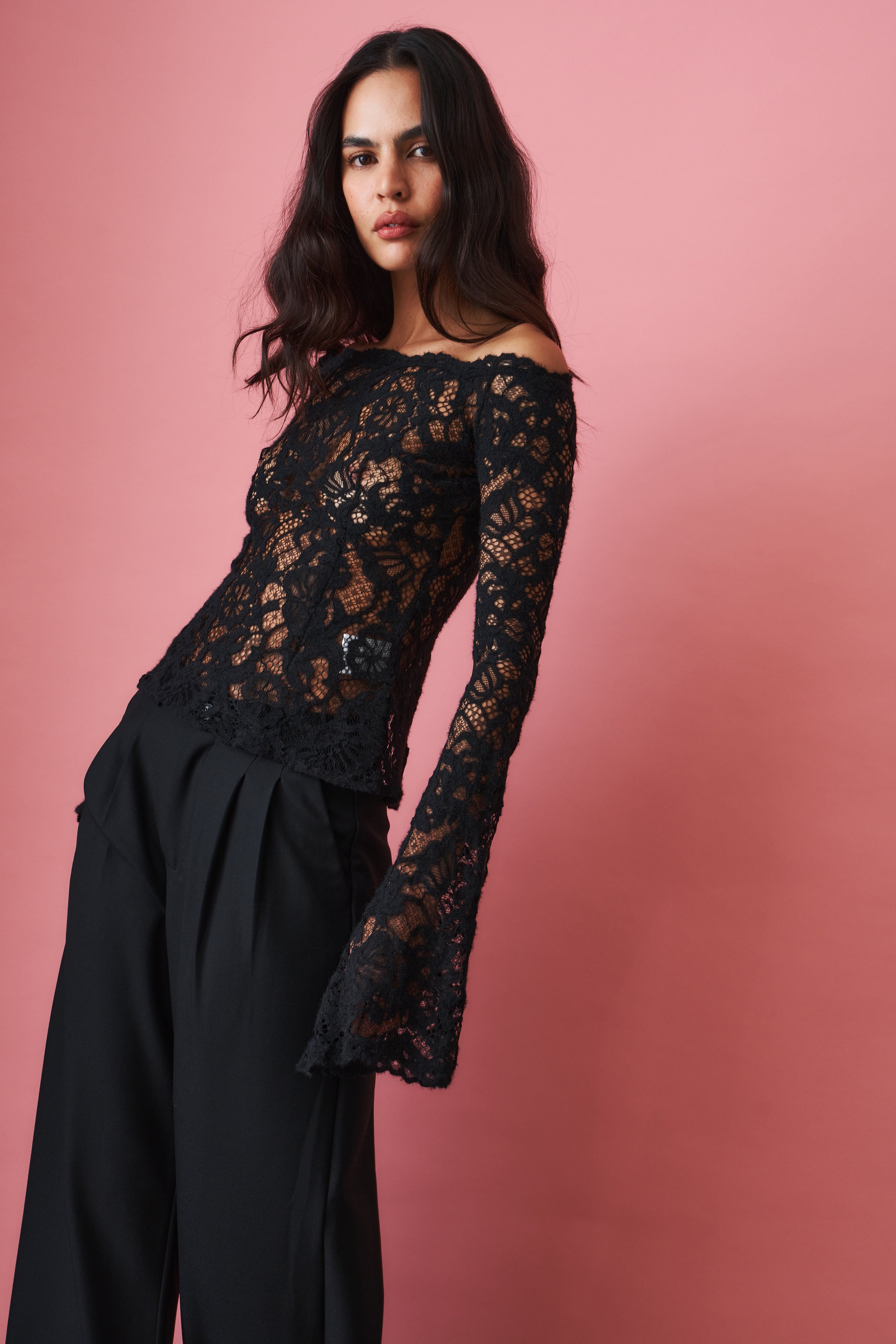Nomi Lace Blouse Black - DÉSORDRE