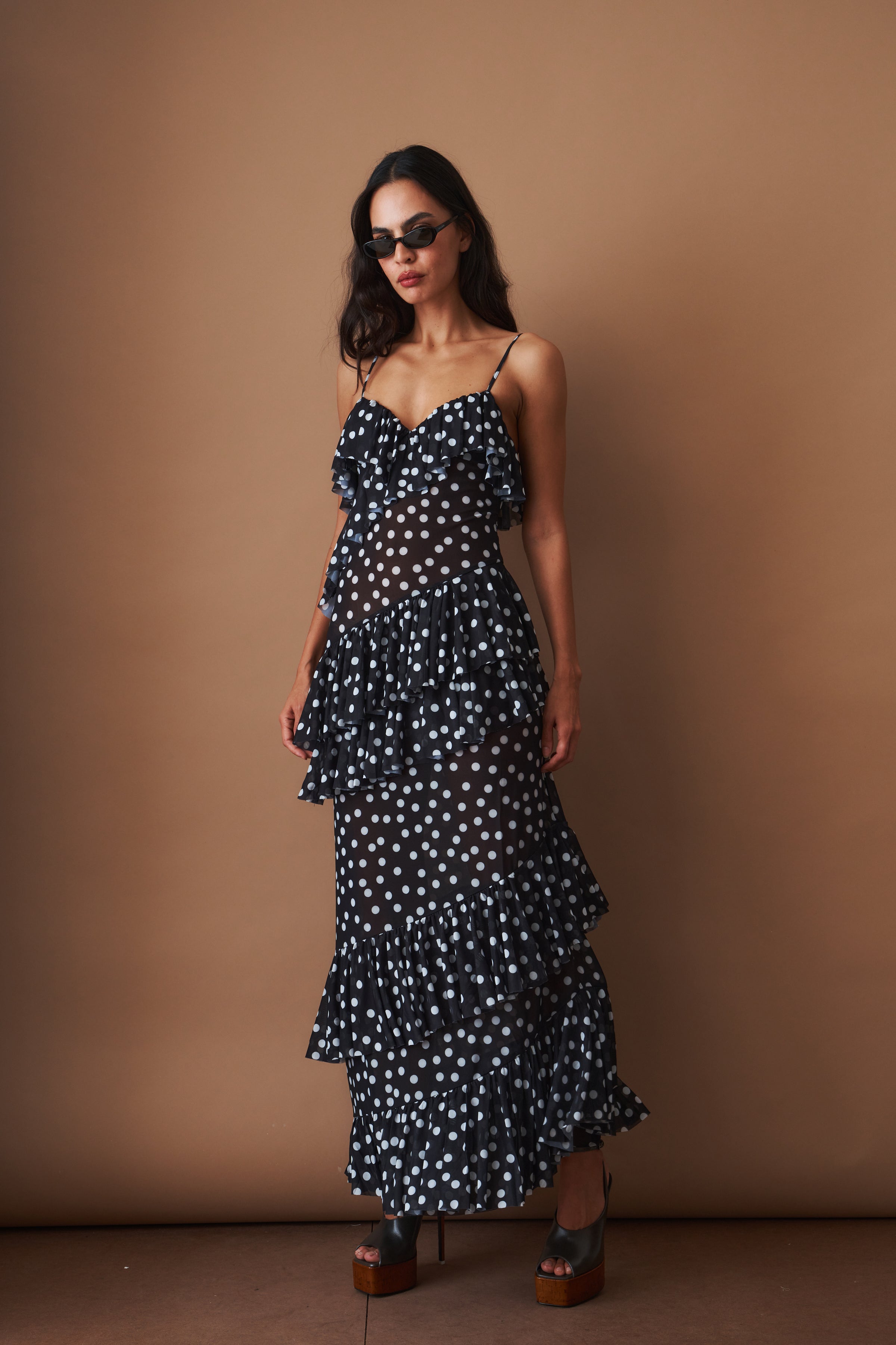 Cascade Dress Black Polka - DÉSORDRE