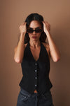 Amara Tailored Halter Top Black - DÉSORDRE
