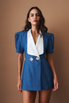 Alia Puff Sleeve Blue Dress - DÉSORDRE