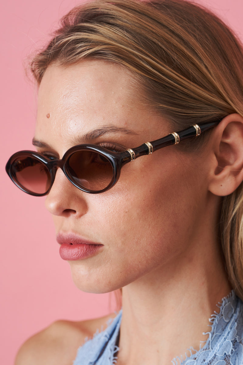 Black Oval Bamboo Sunglasses - DÉSORDRE