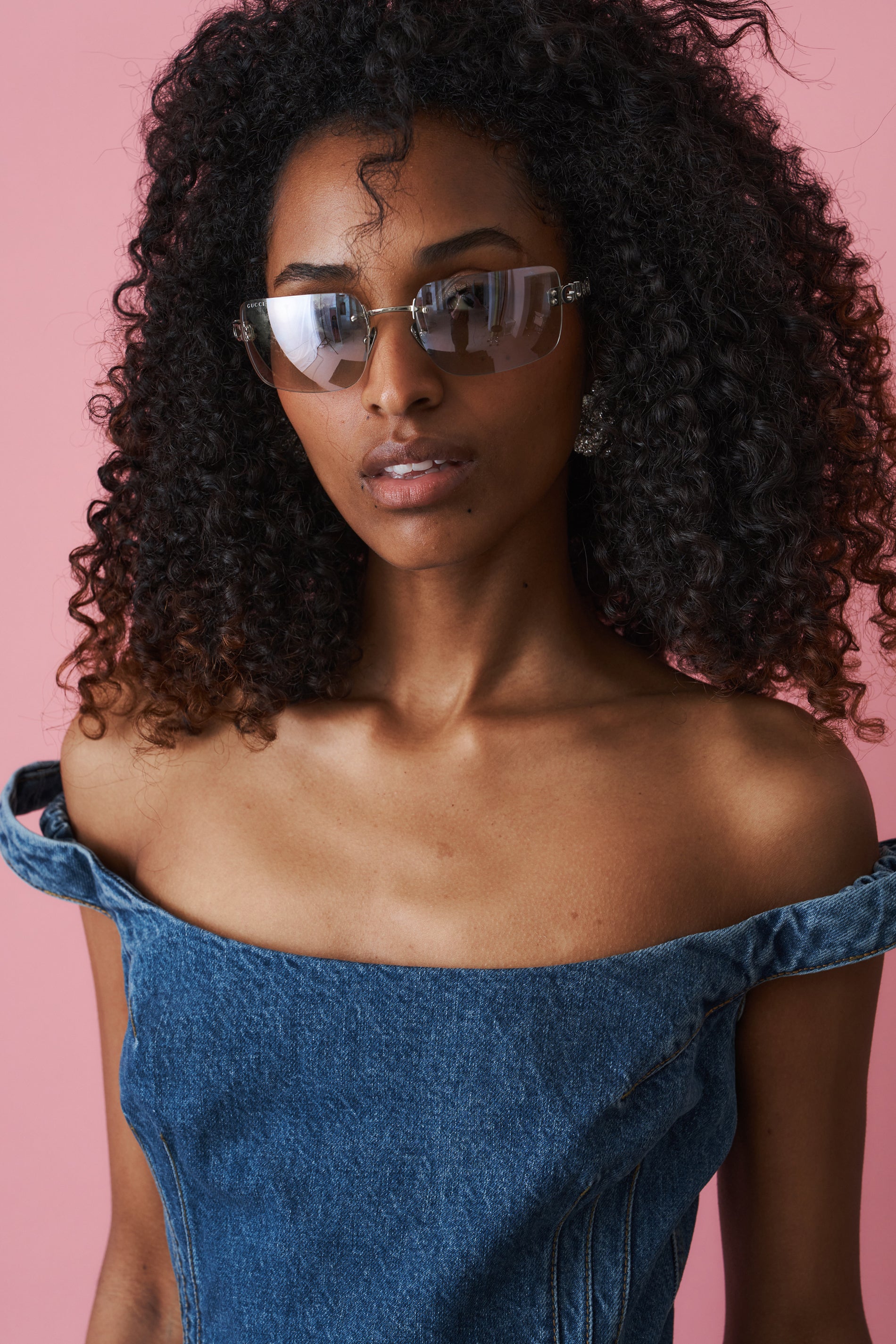 Silver GG Shield Sunglasses
