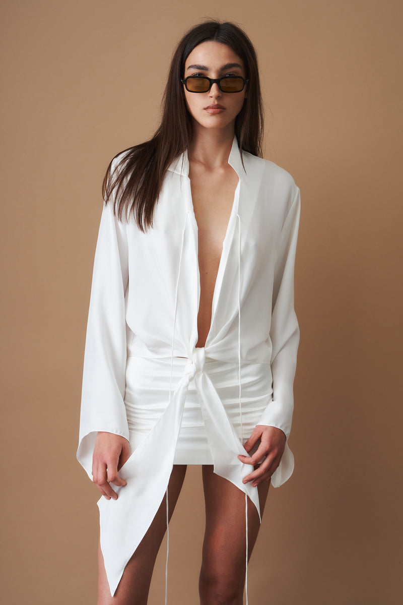 Ami Silk Shirt White