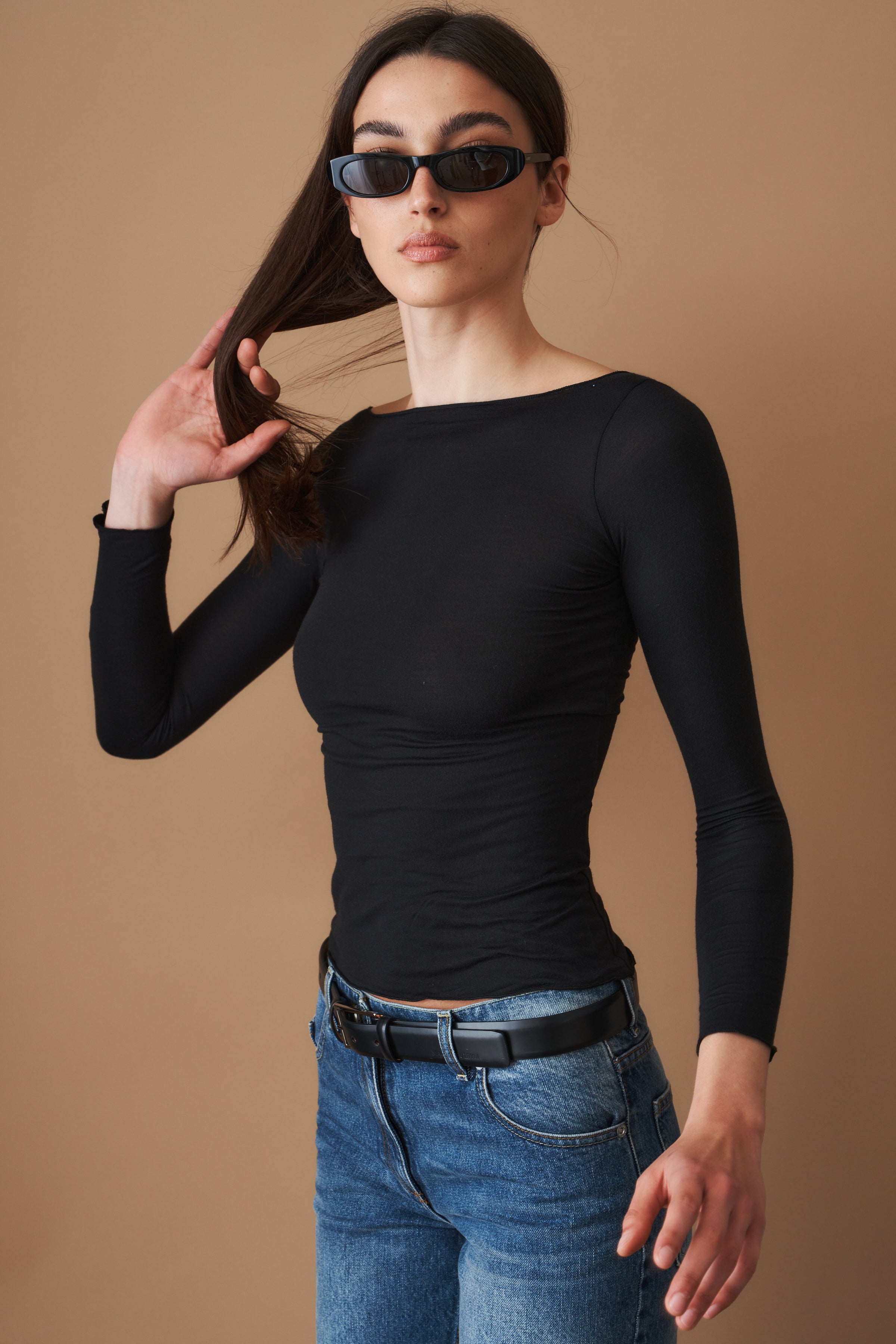 Boatneck Long Sleeve Black