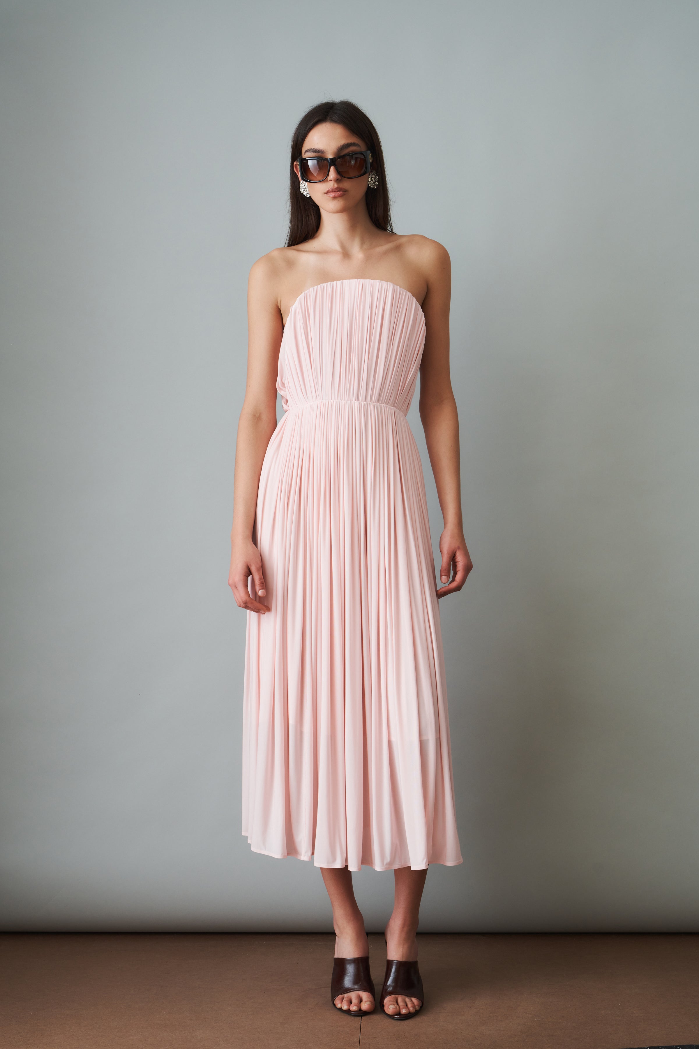 A Line Pink Midi Dress