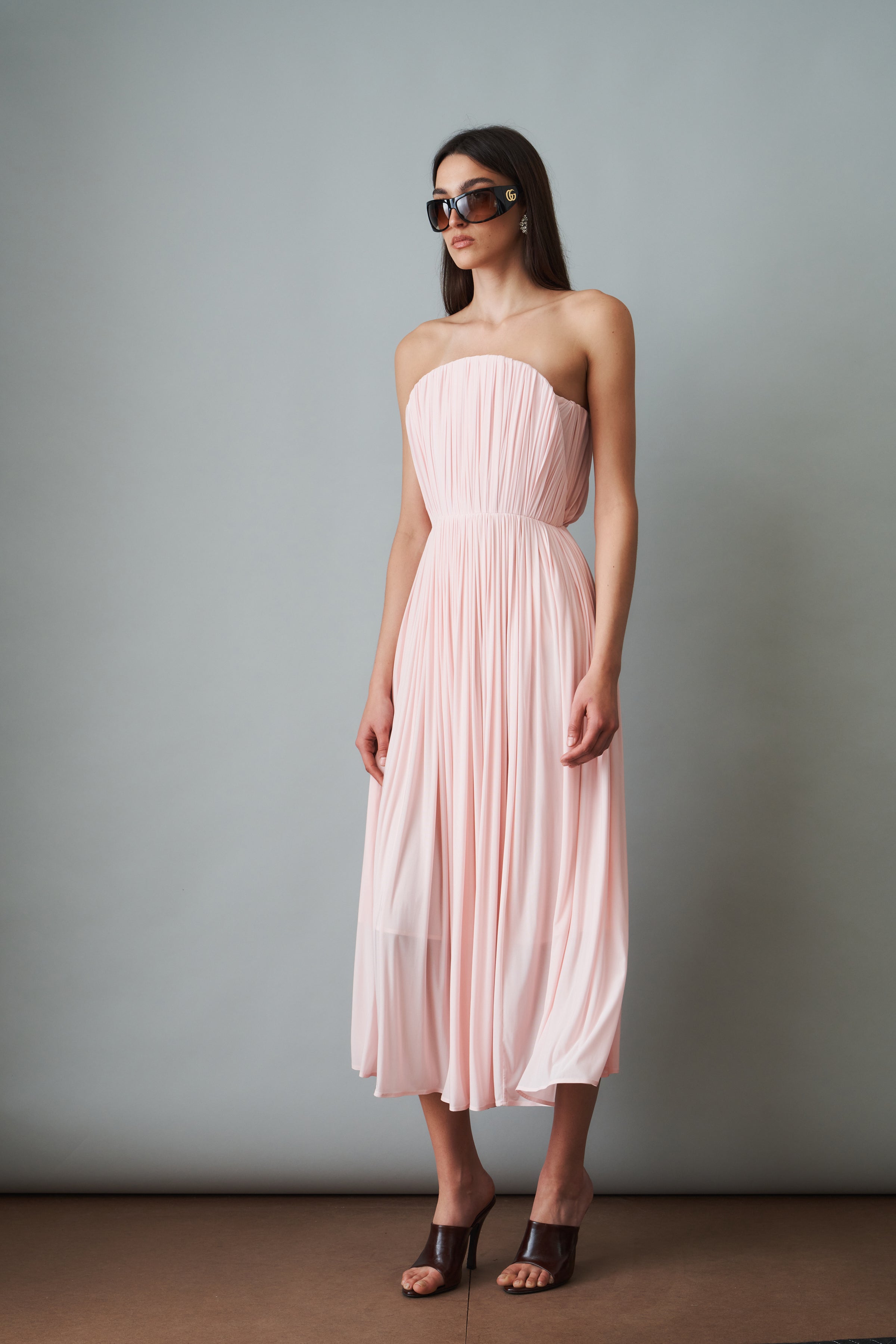 A Line Pink Midi Dress
