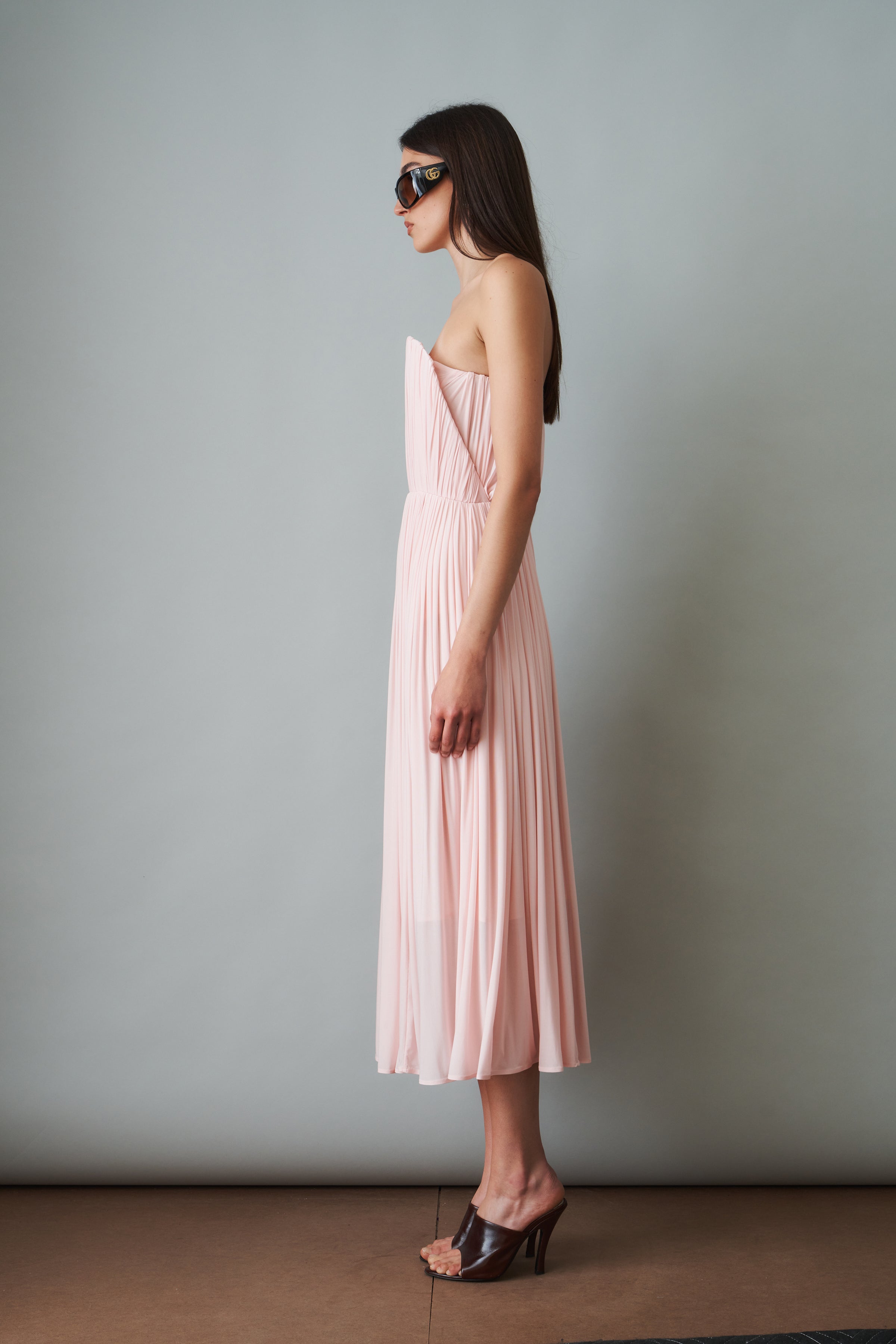 A Line Pink Midi Dress