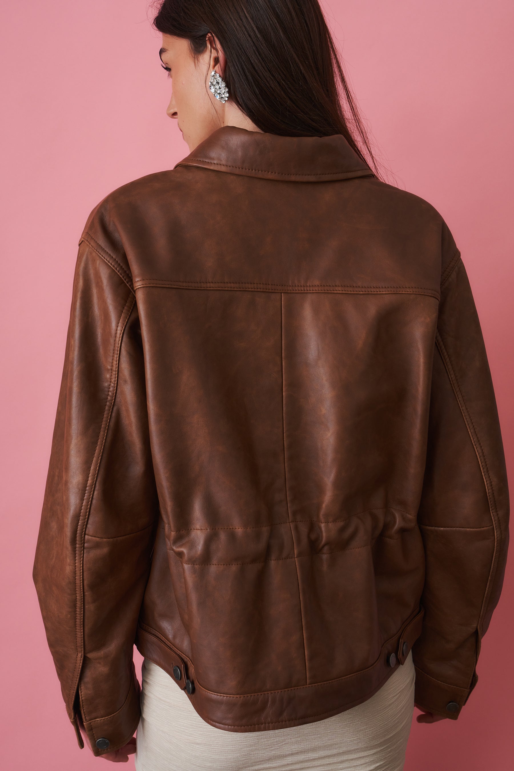 Jocelyn Cropped Silky Tan Leather Jacket