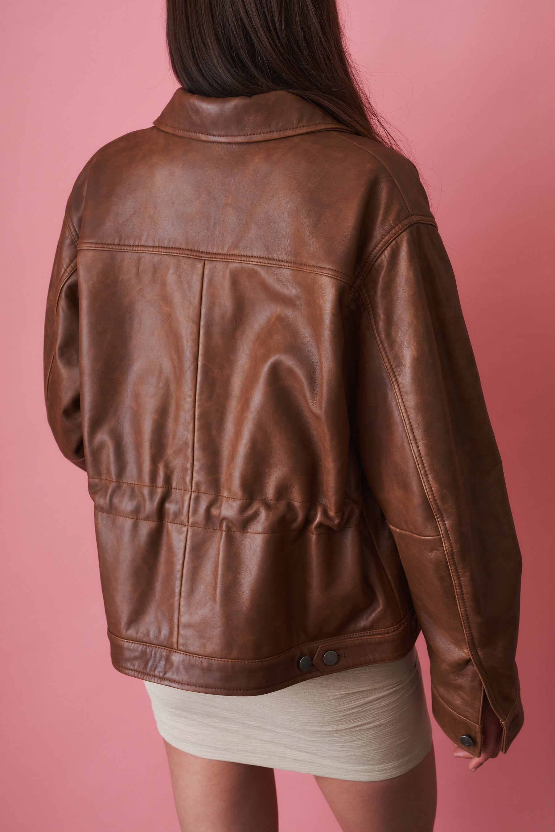 Jocelyn Cropped Silky Tan Leather Jacket