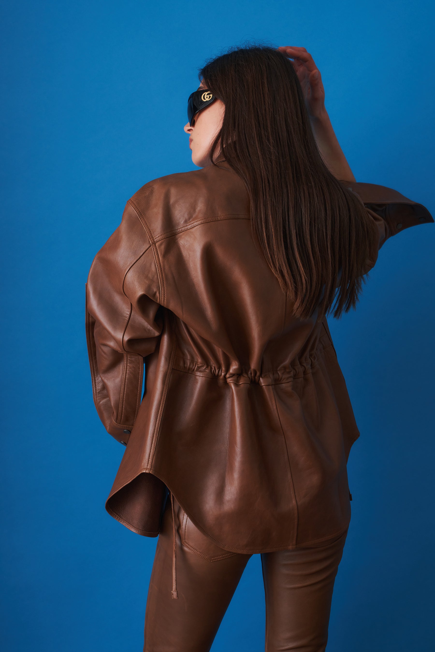 Victoria Silky Tan Leather Overshirt