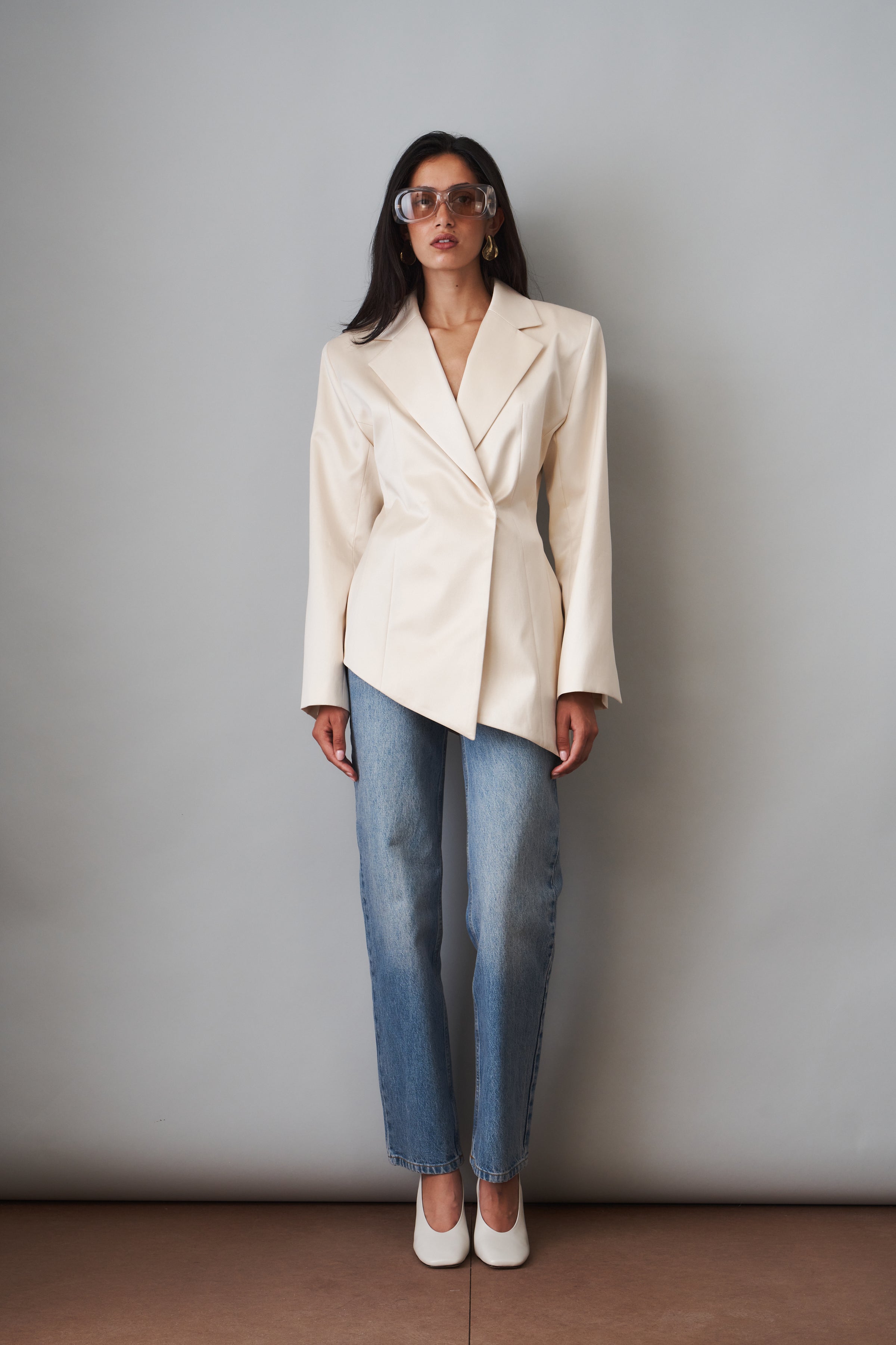 Asymmetric Silk Blazer