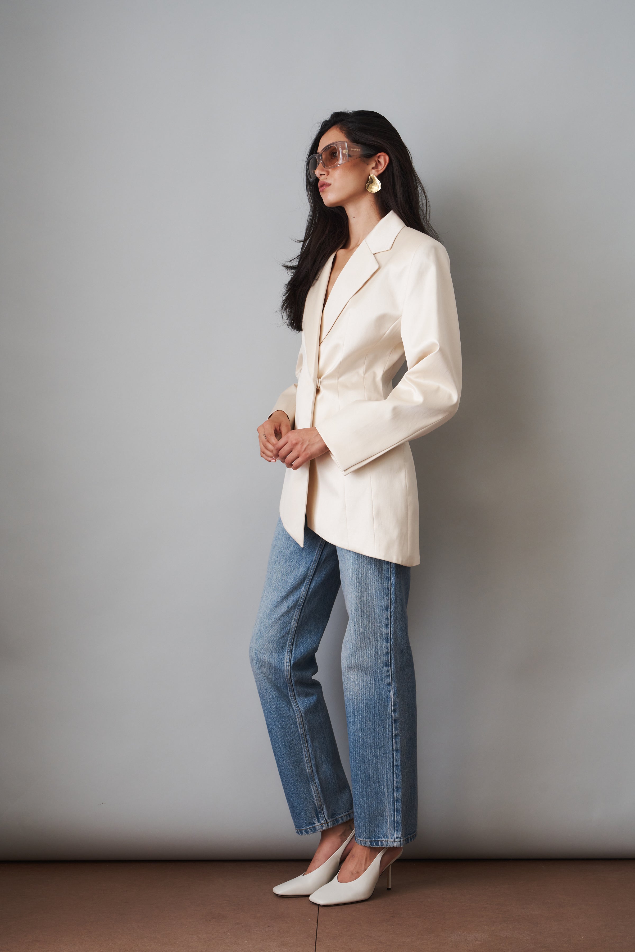 Asymmetric Silk Blazer