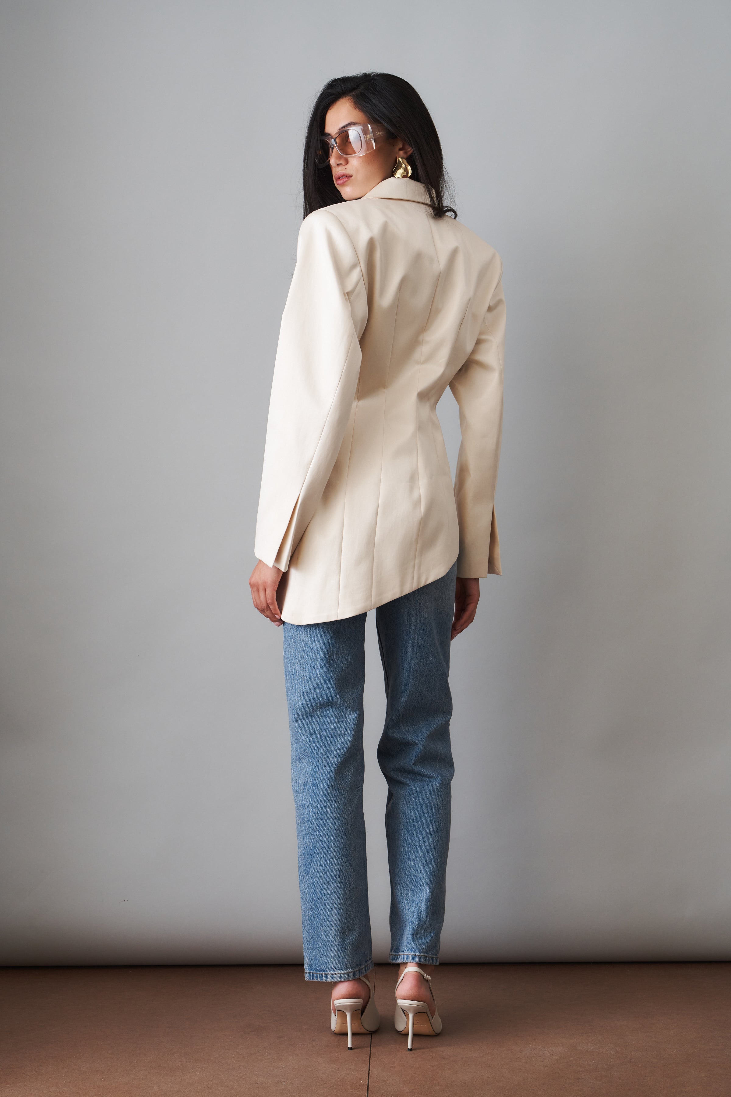 Asymmetric Silk Blazer