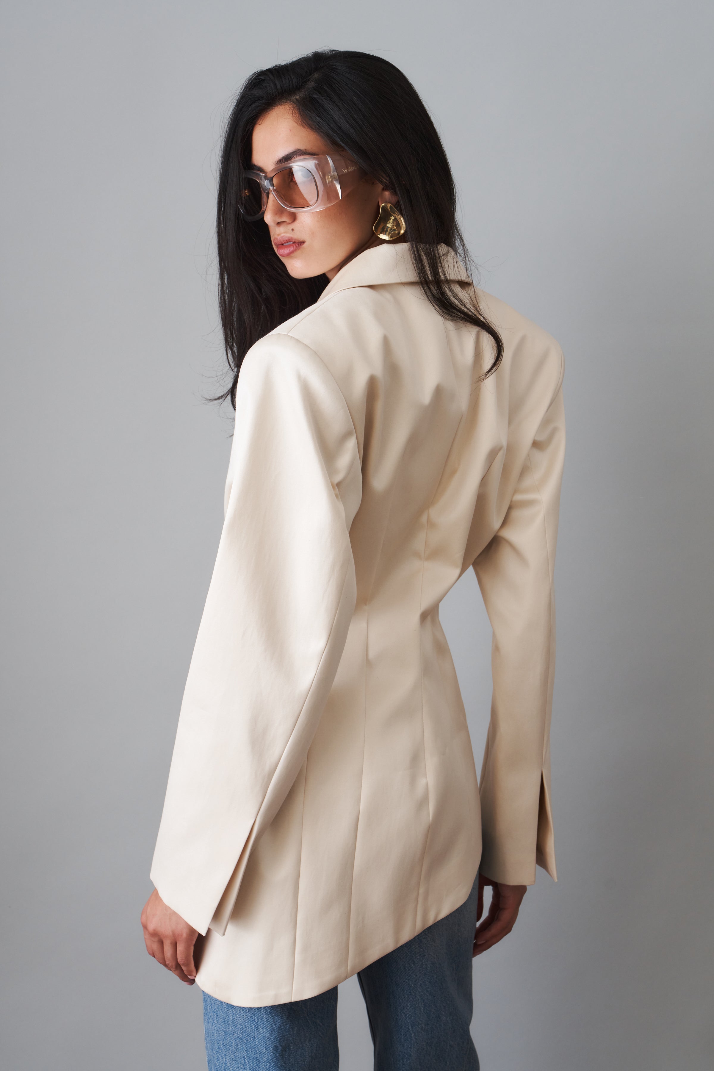 Asymmetric Silk Blazer
