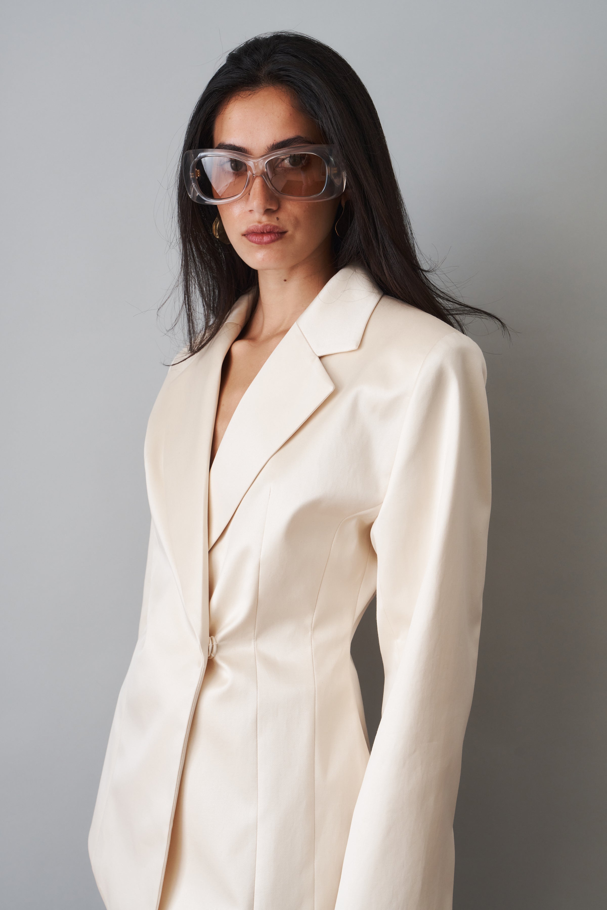 Asymmetric Silk Blazer