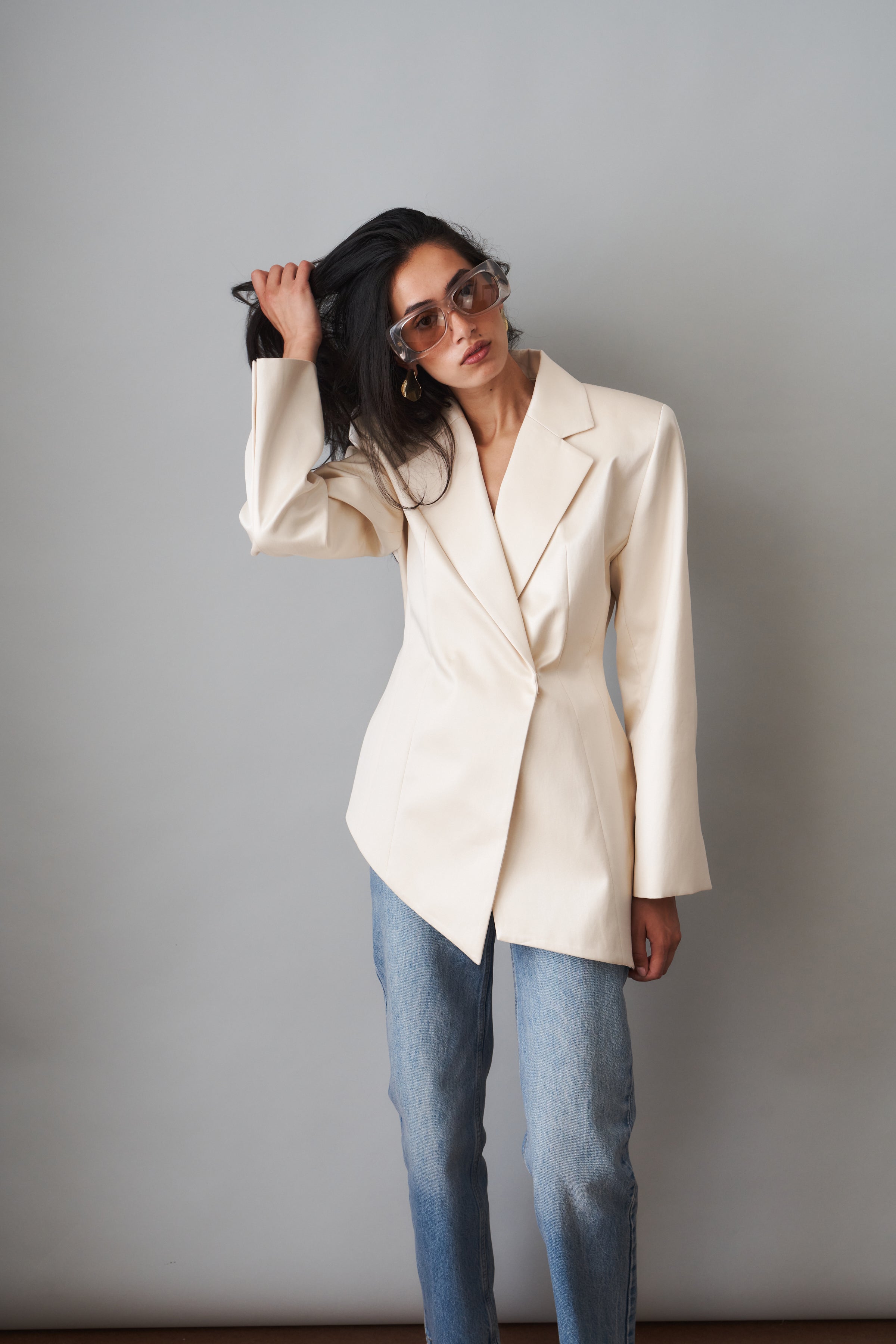 Asymmetric Silk Blazer