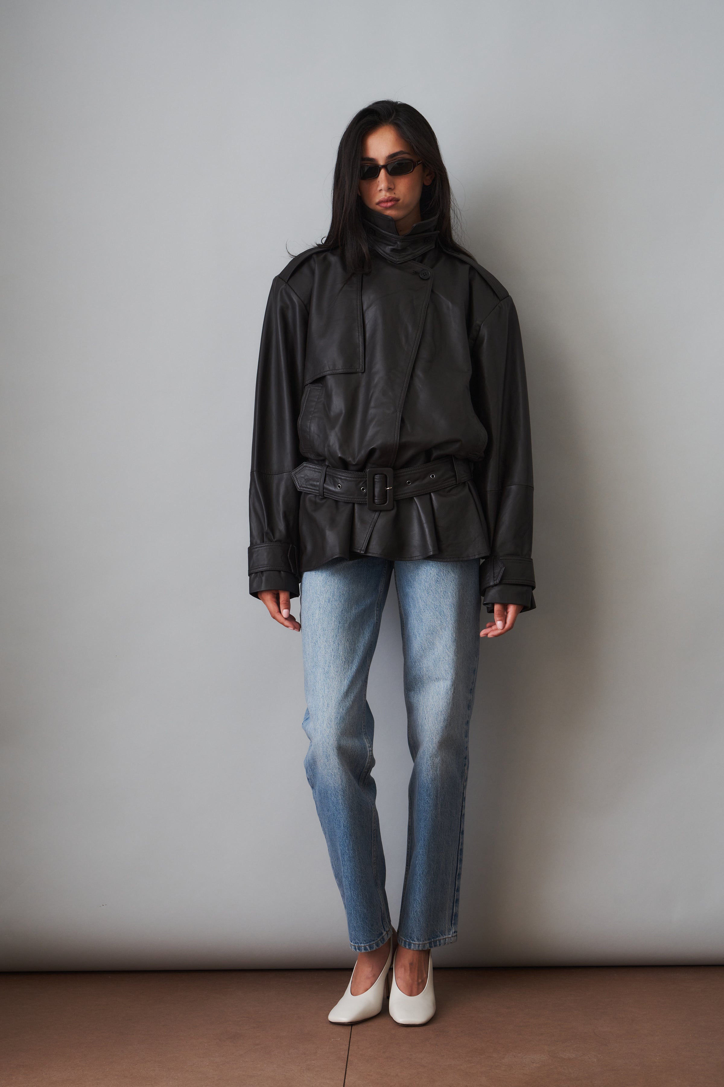 Elia Peplum Leather Jacket
