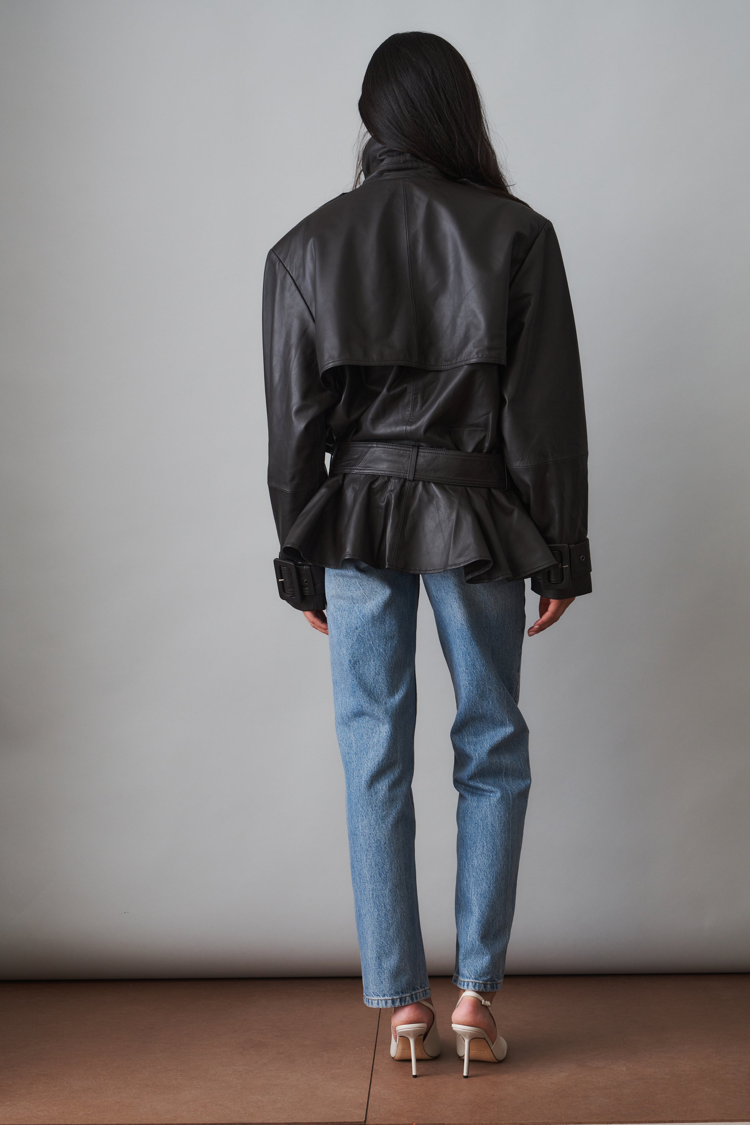 Elia Peplum Leather Jacket