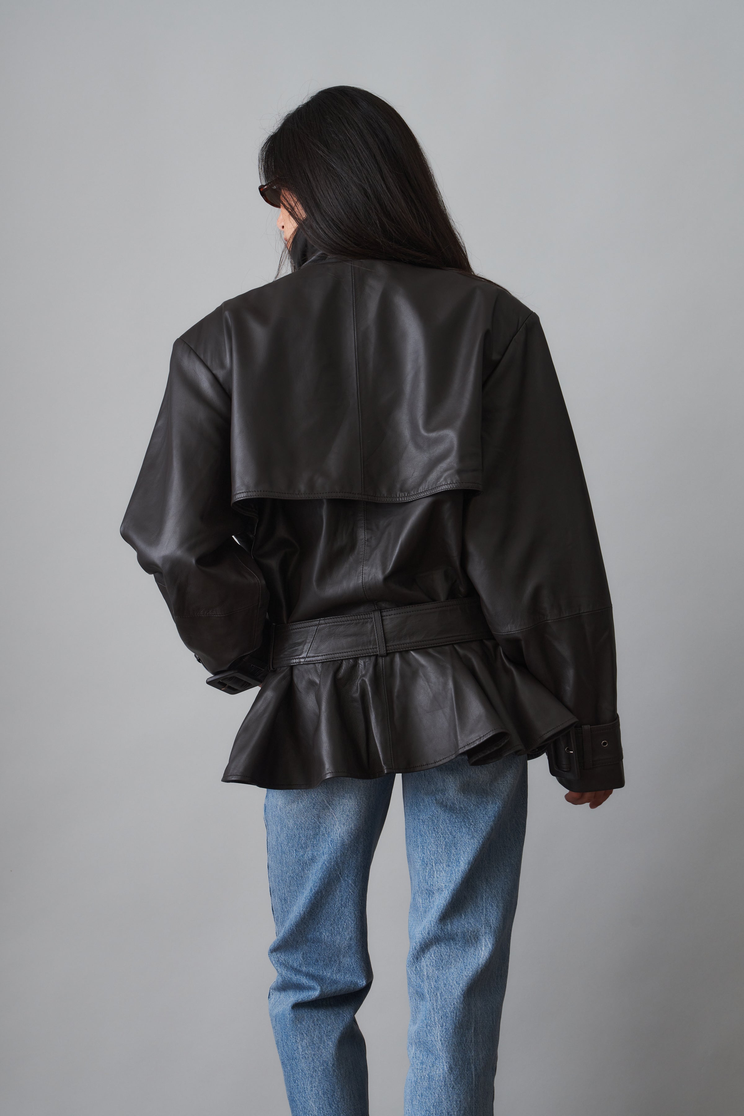 Elia Peplum Leather Jacket