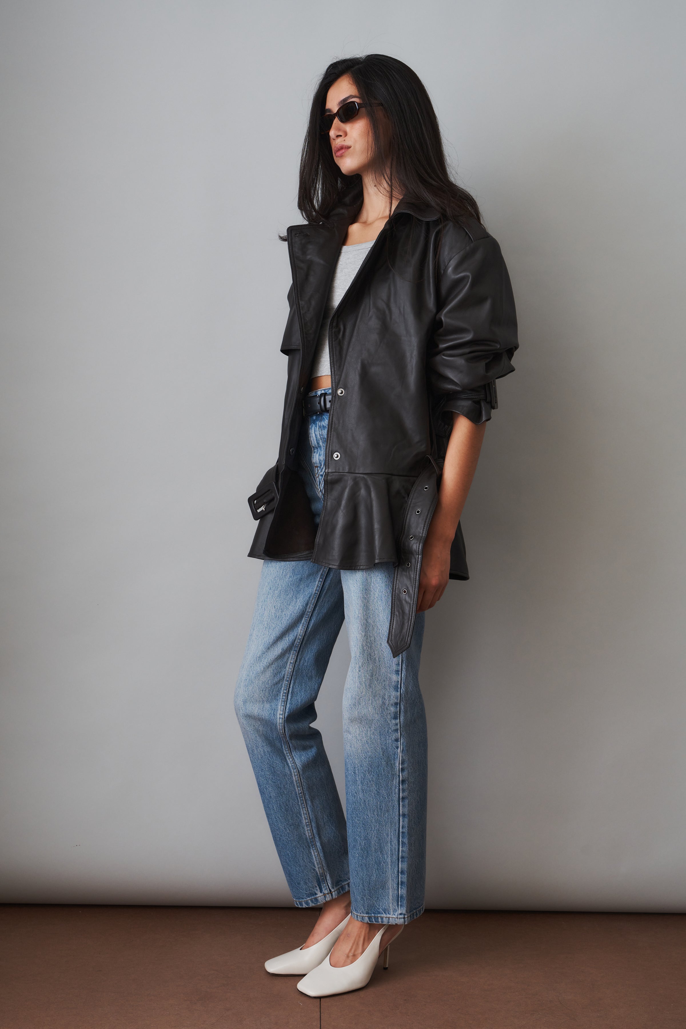 Elia Peplum Leather Jacket