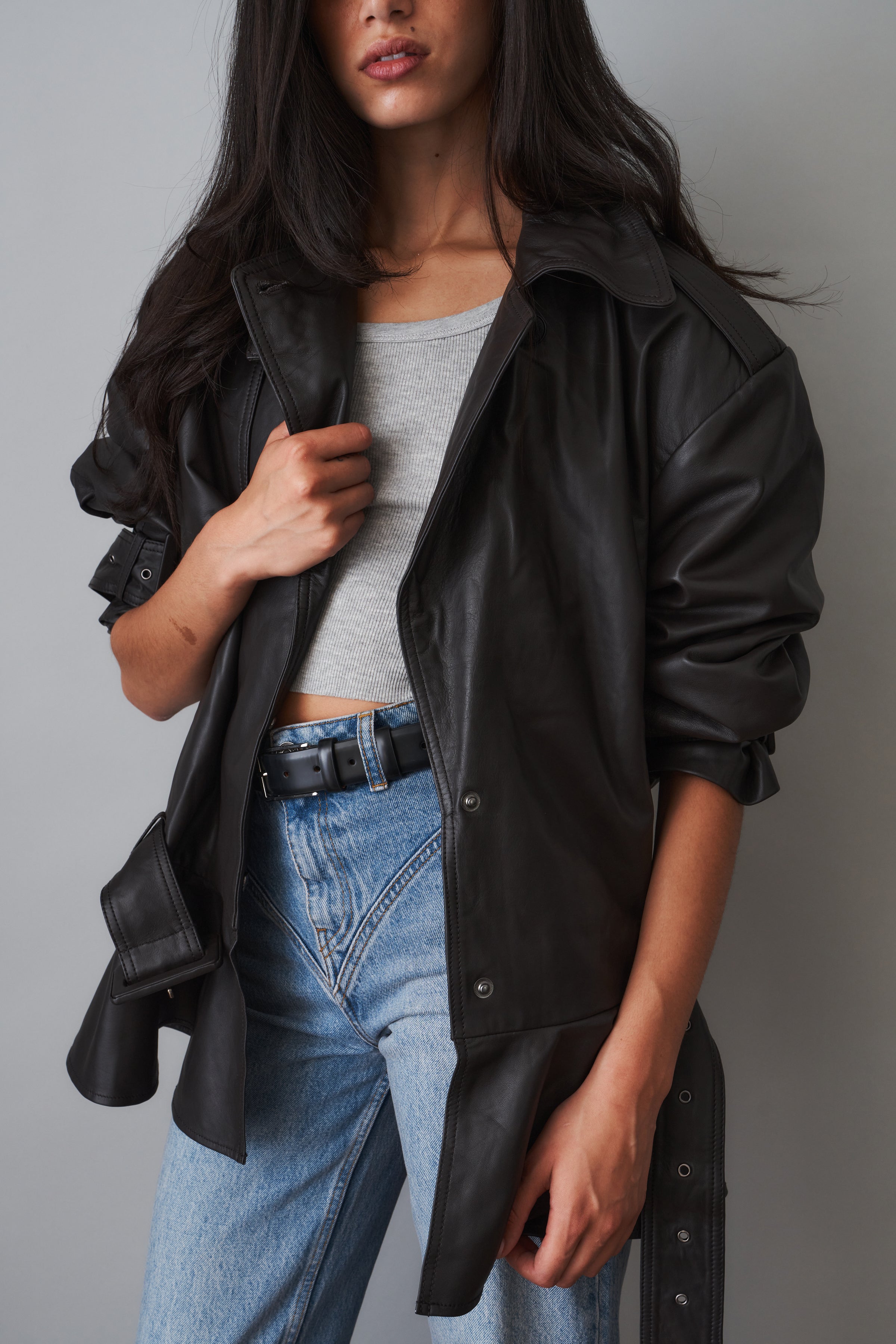 Elia Peplum Leather Jacket