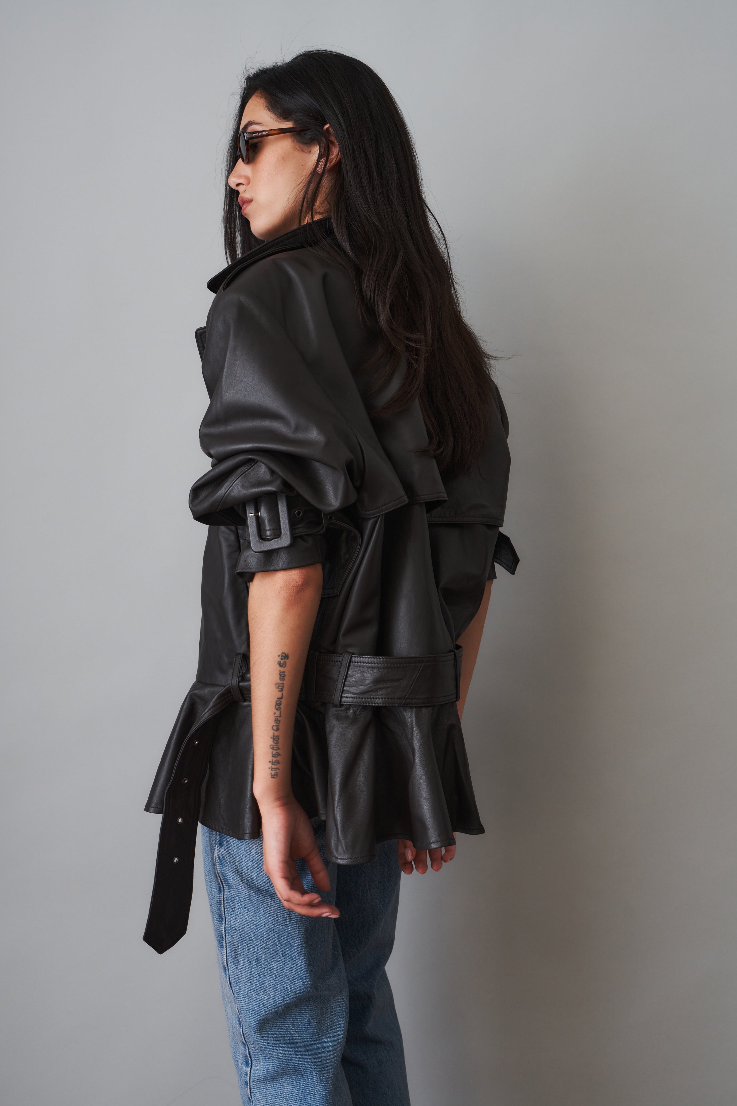 Elia Peplum Leather Jacket