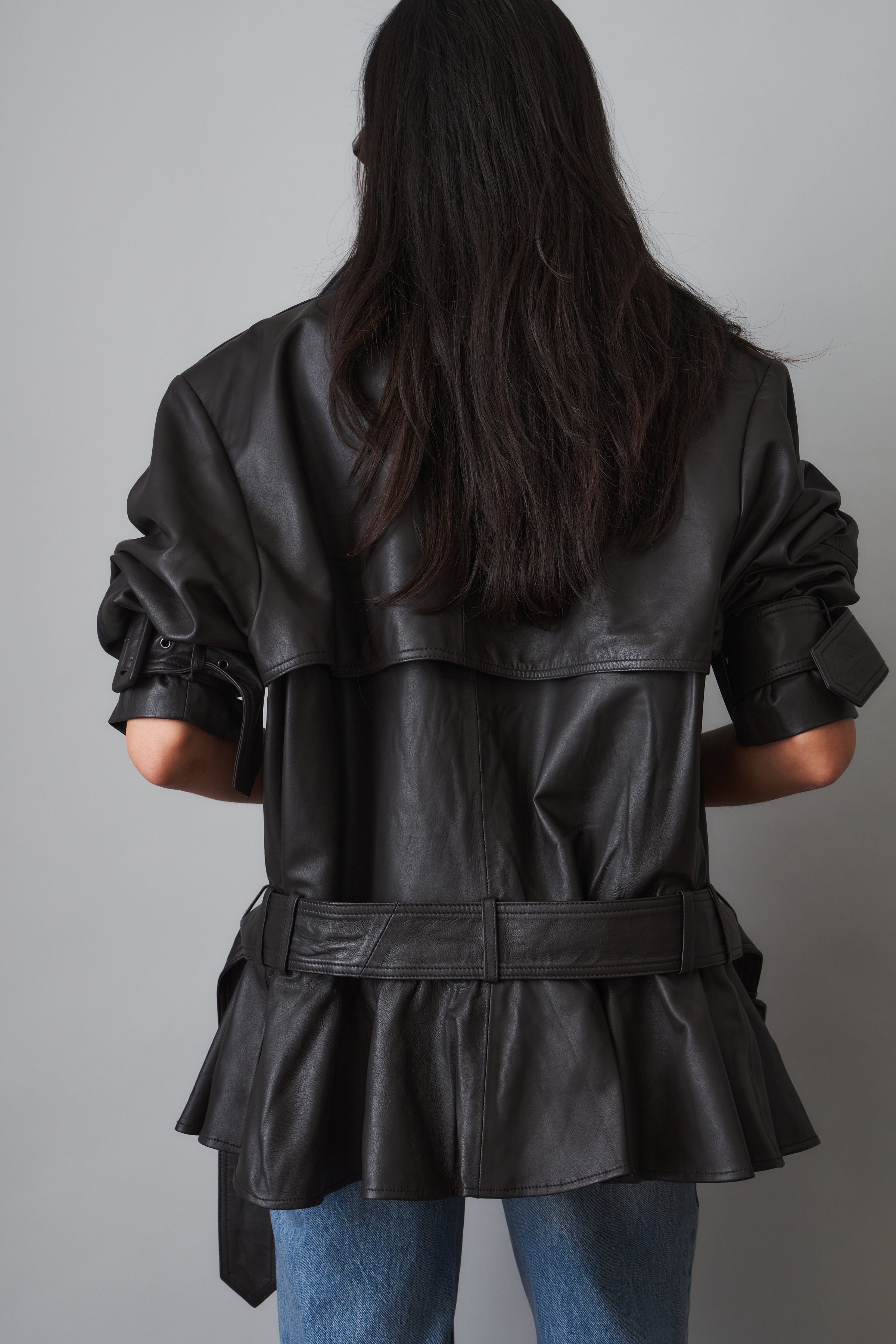 Elia Peplum Leather Jacket